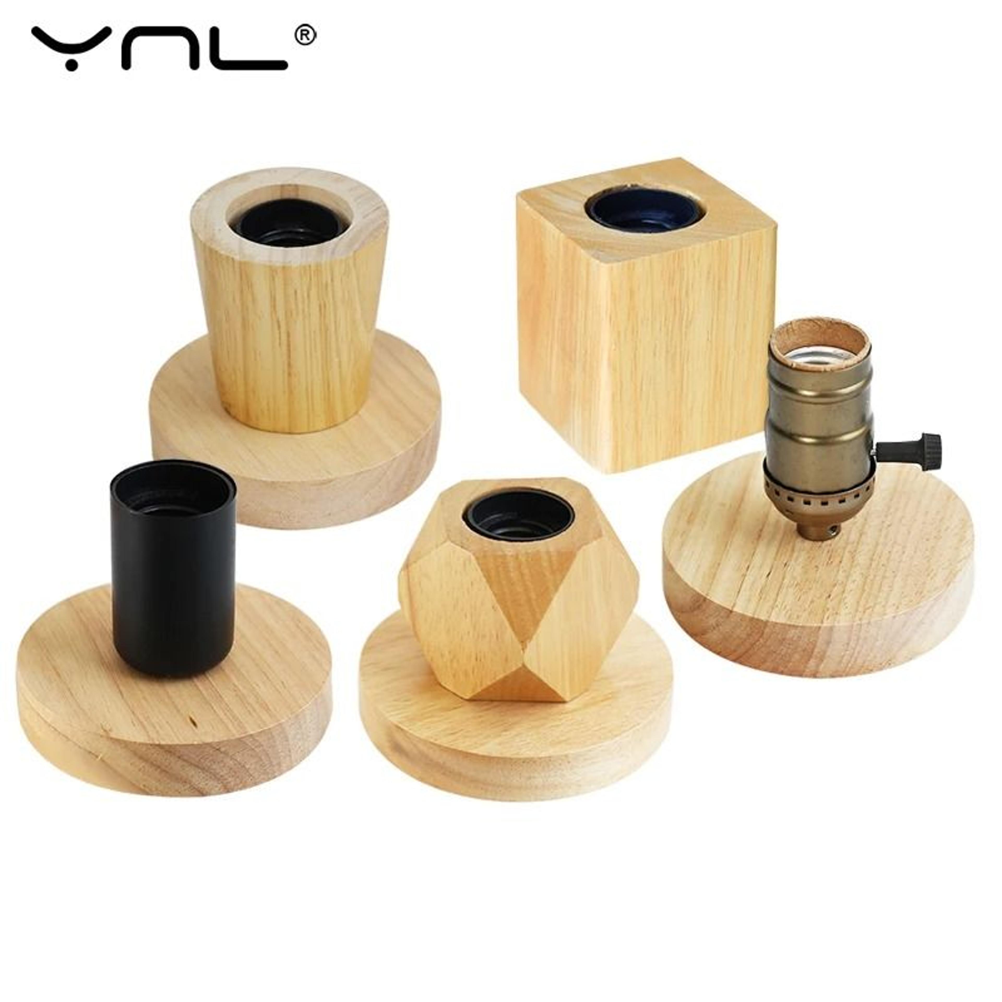 modern polyhedron wooden table lamp with e27 socket for warm decor