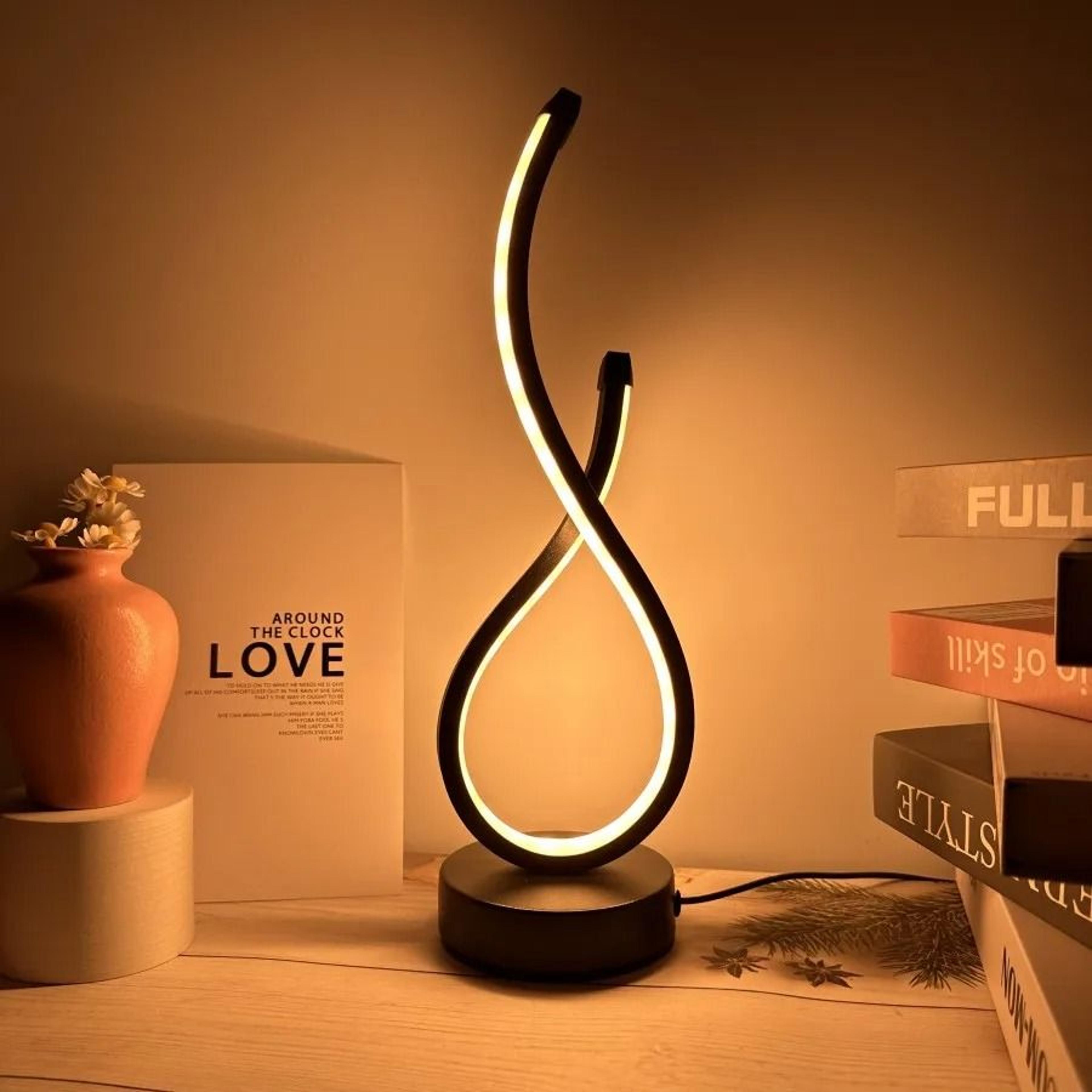 modern spiral led table lamp with three color dimming control modes