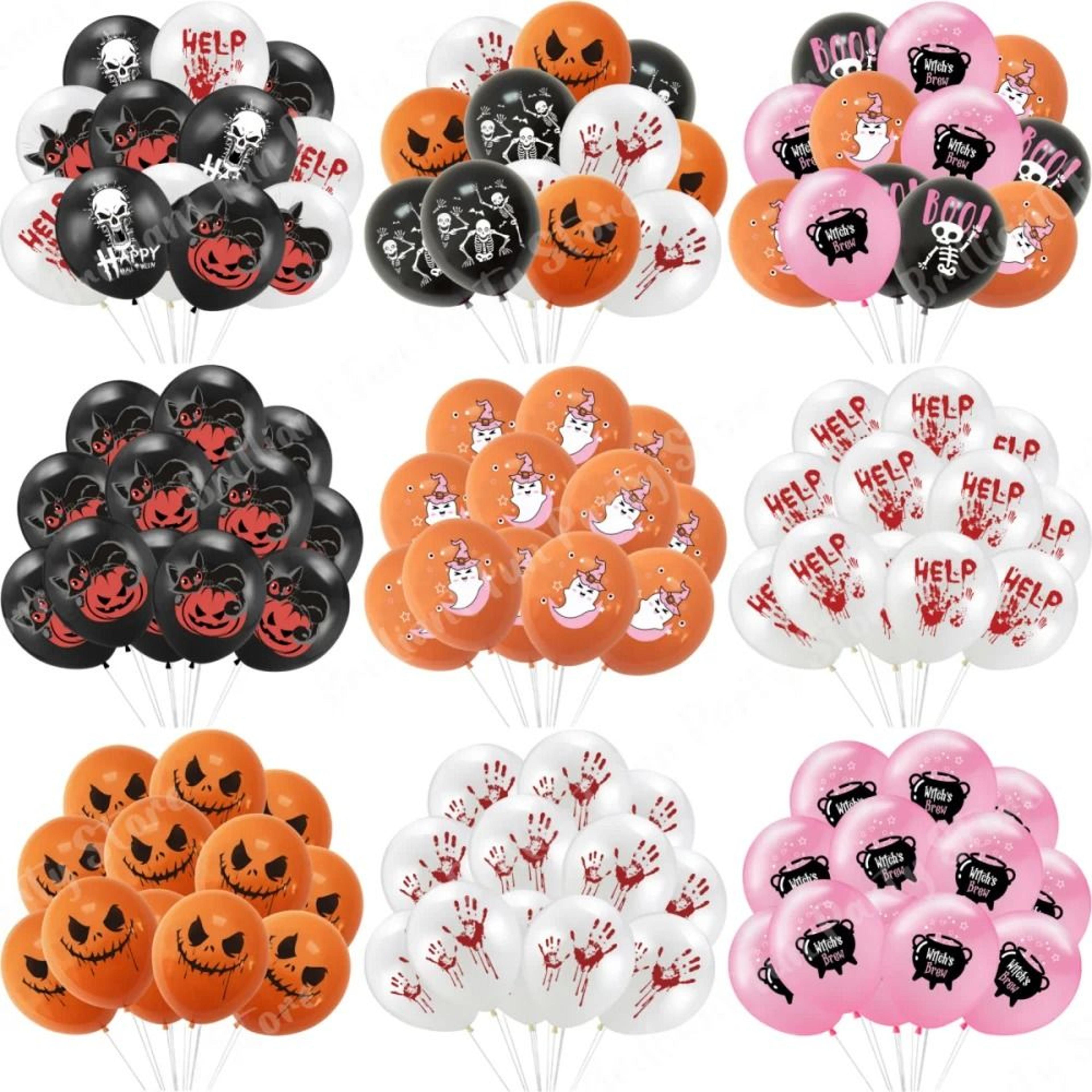 halloween latex balloons in black orange white and pink party colors