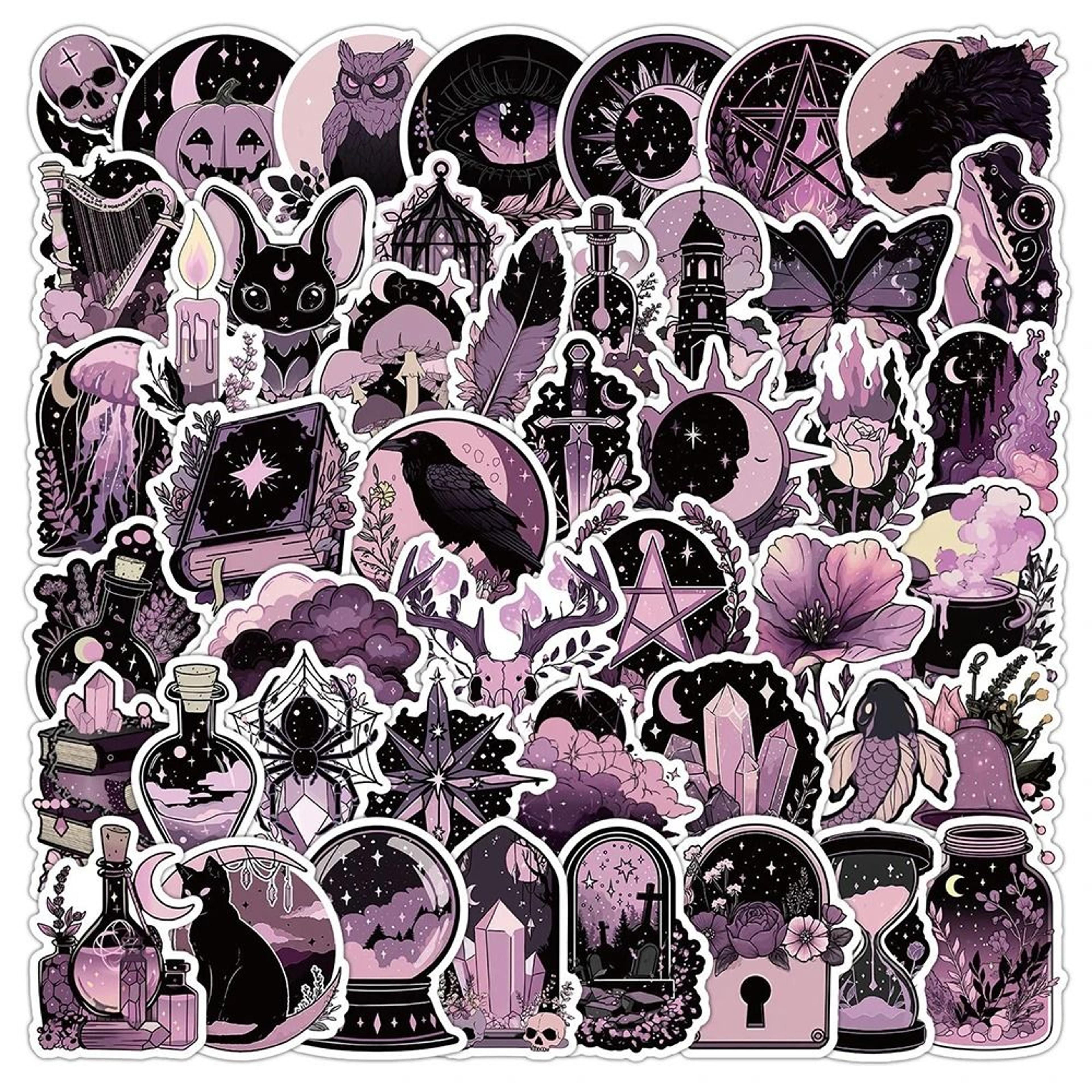 pink black gothic astrology sticker pack for cute halloween personalization anywhere
