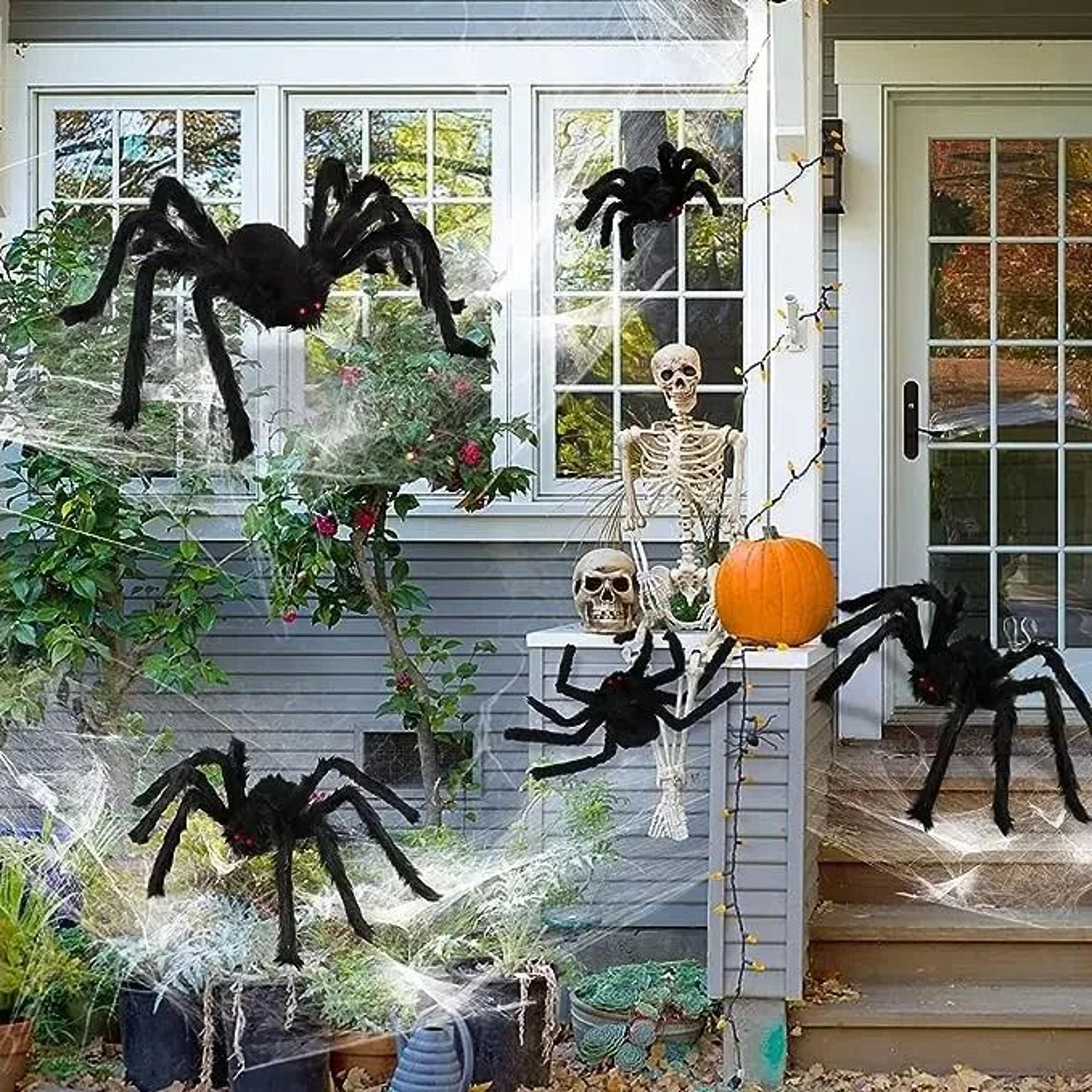 oversized plush black spider for haunted halloween yards parties and displays