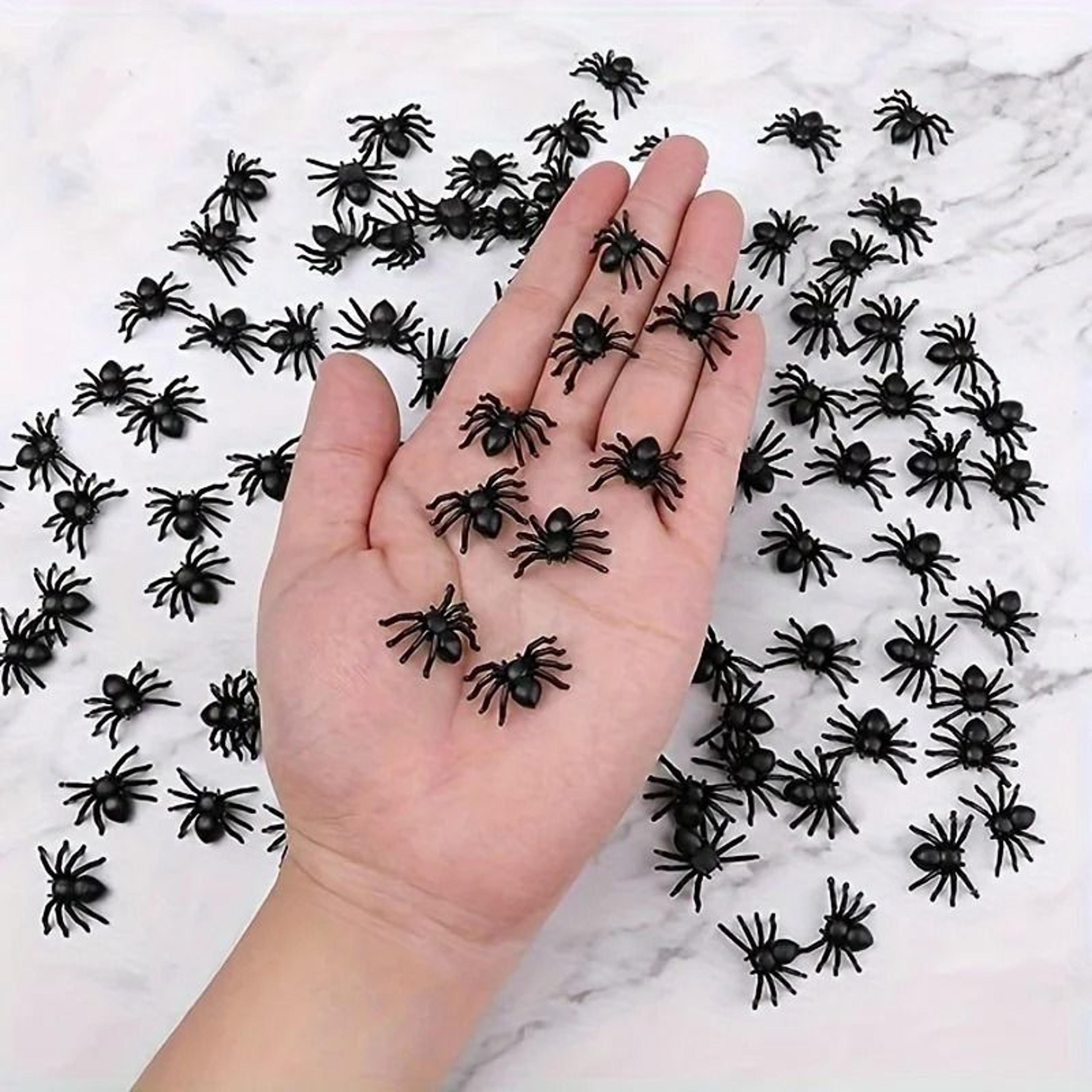 realistic mini black spider set for halloween pranks parties and displays