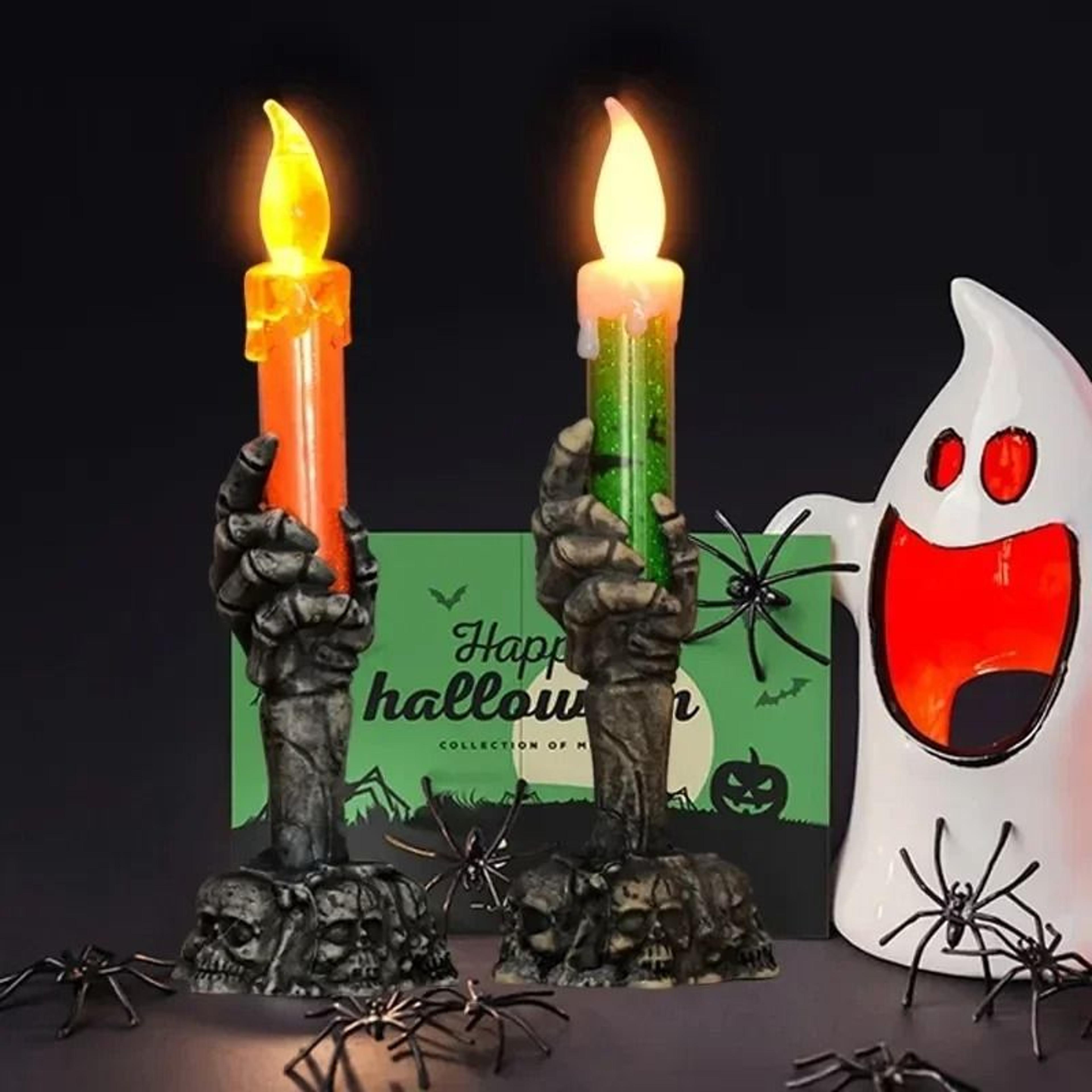 halloween skeleton hand led candle decoration