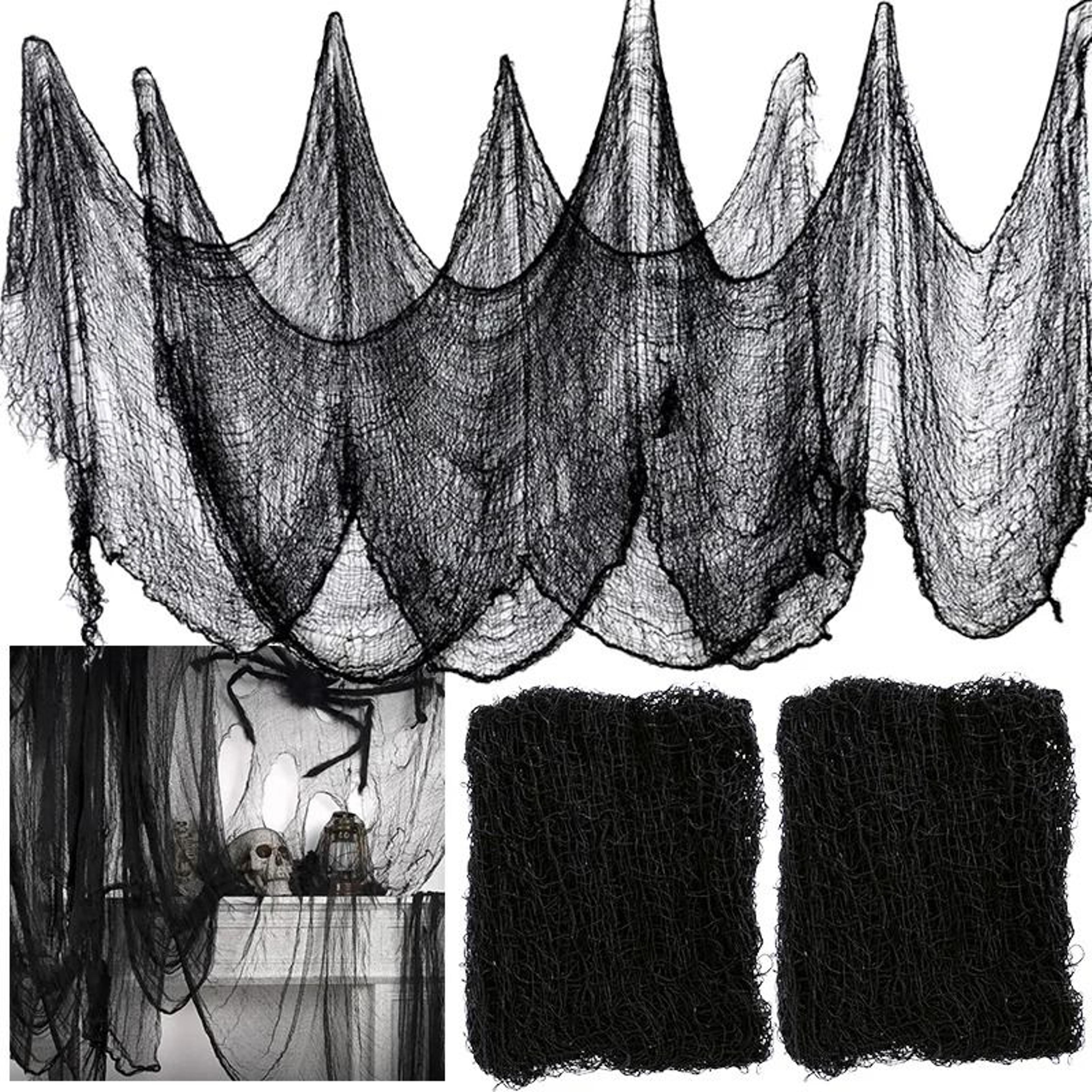 black gauze spider web halloween decoration