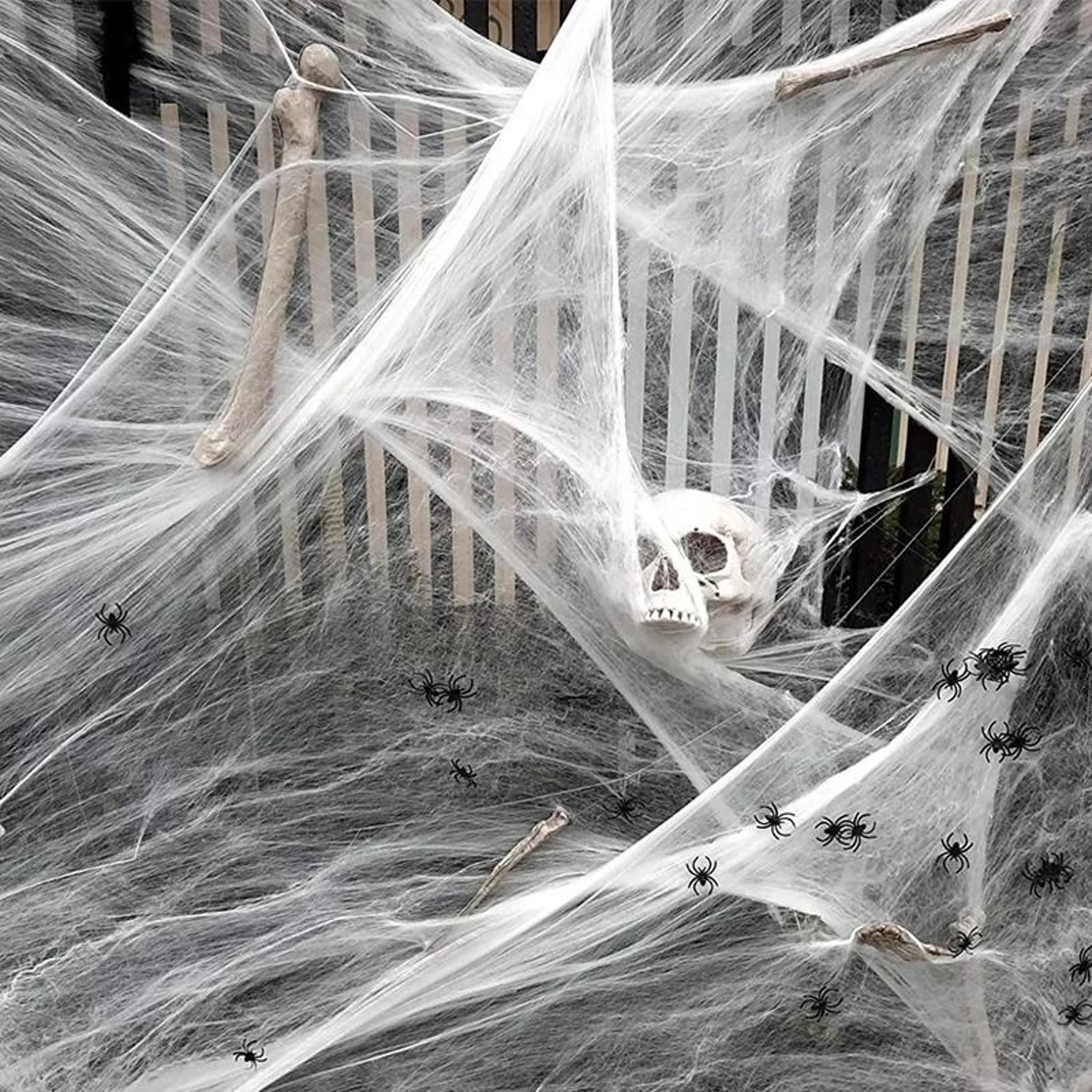 realistic white cobweb halloween party decor