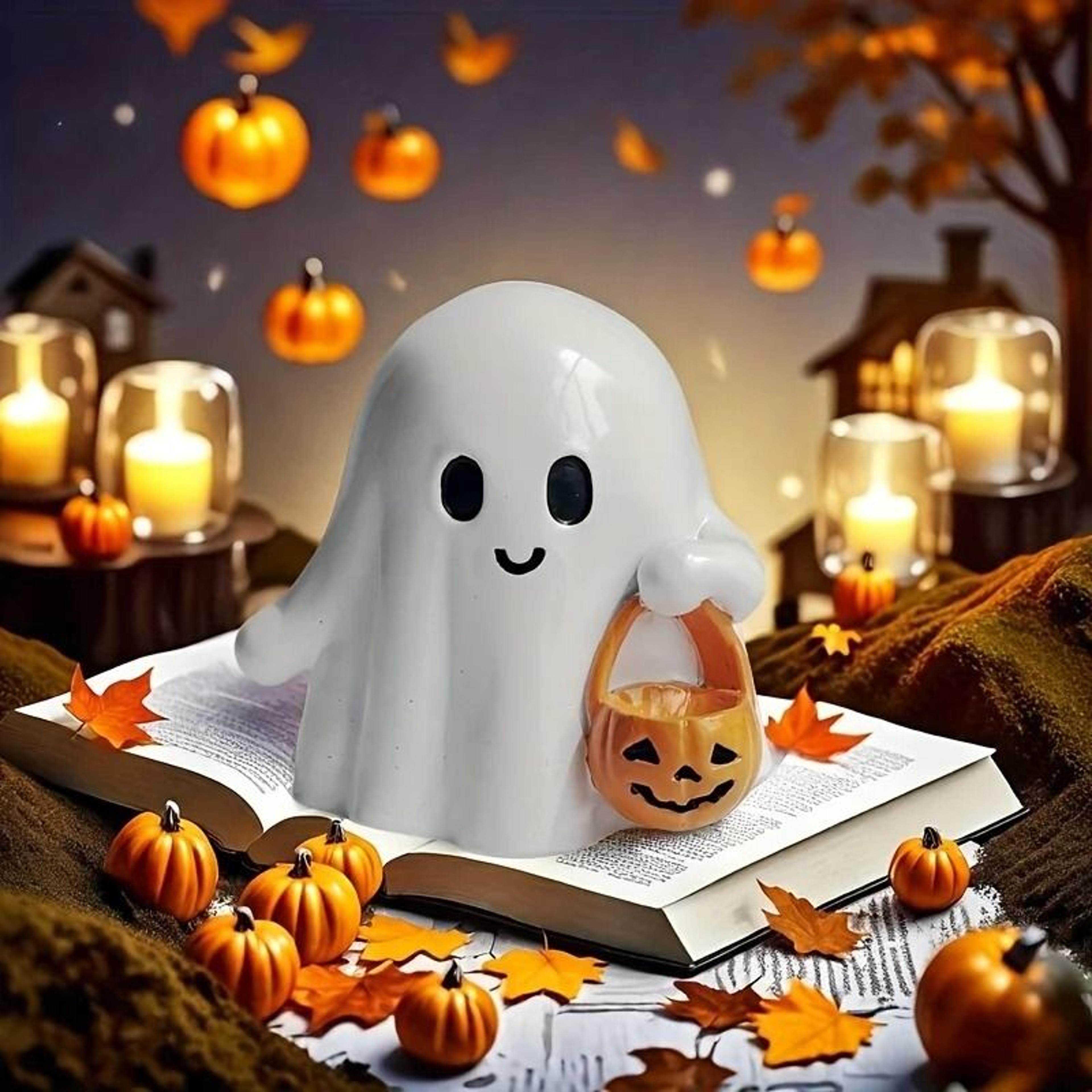 cute anime pumpkin halloween desktop statue