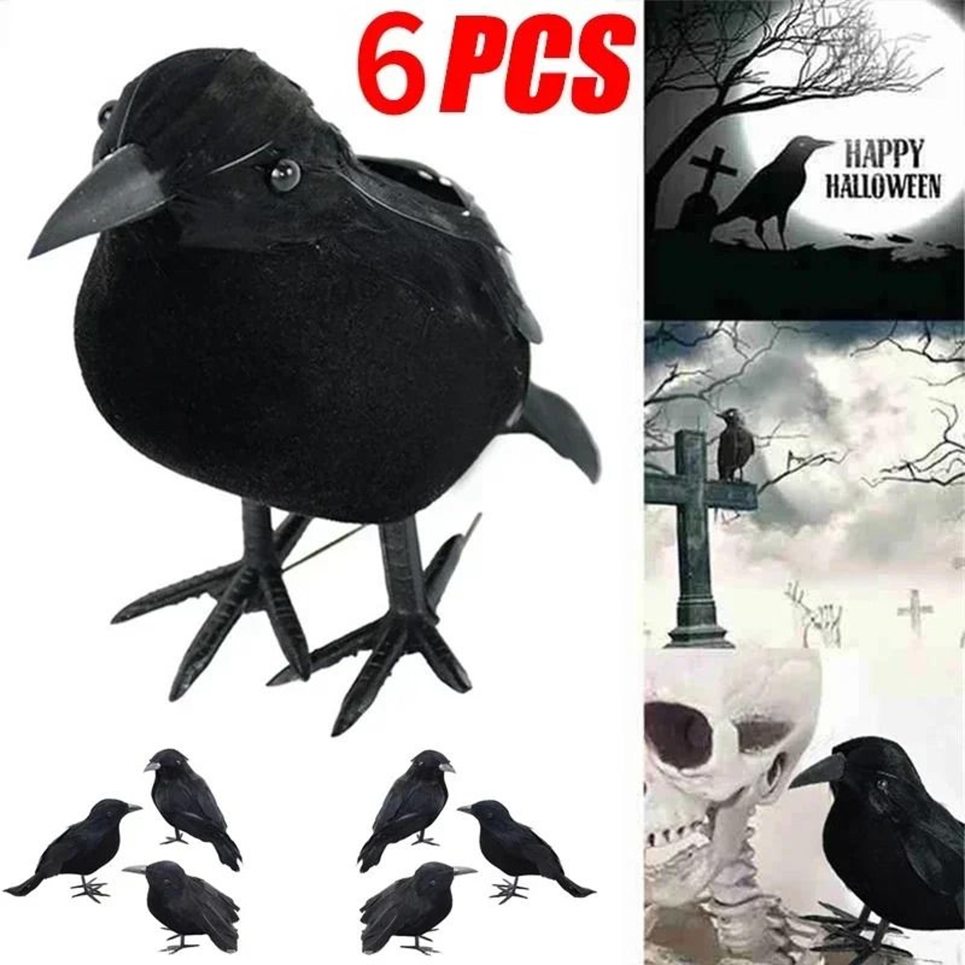 realistic black crow halloween decoration set