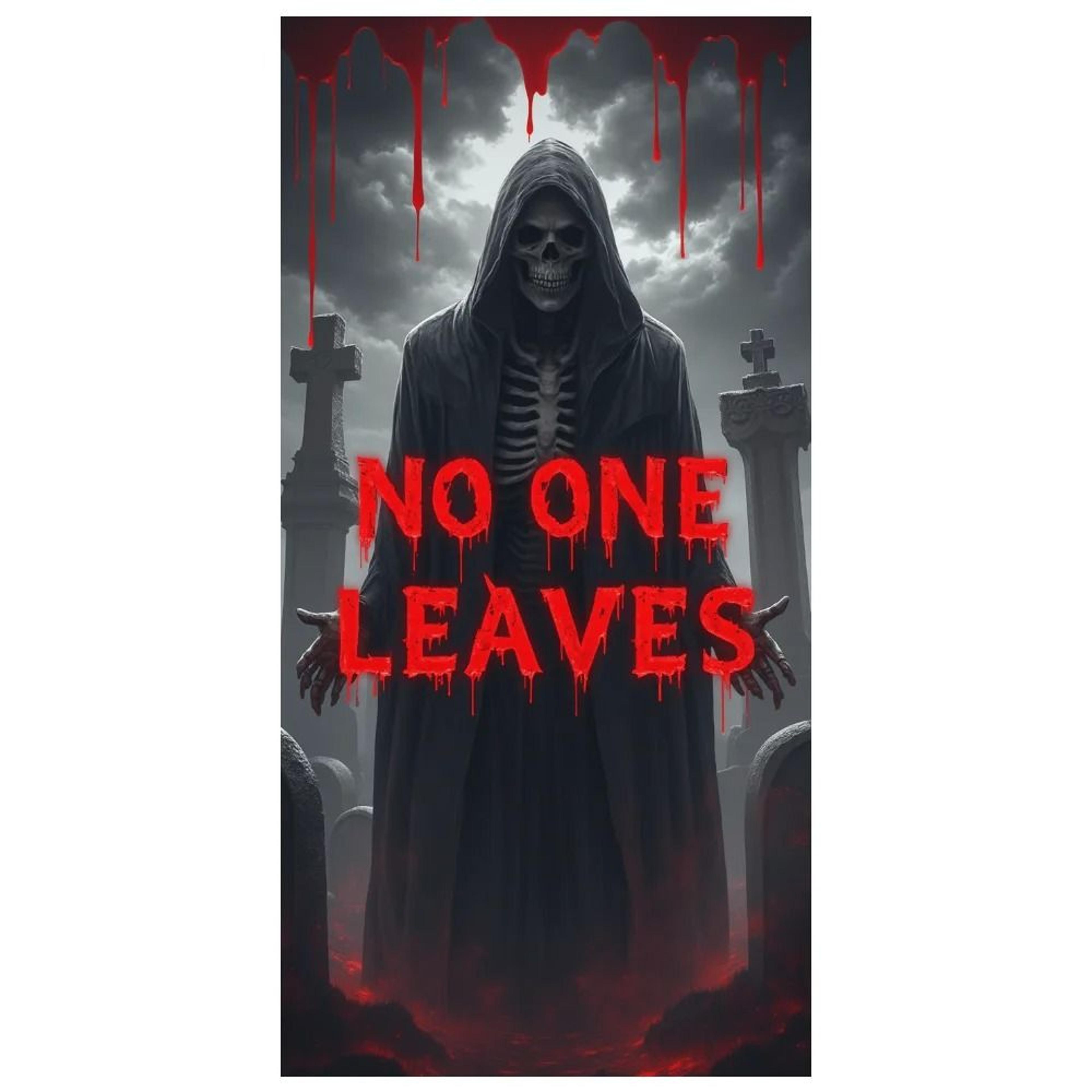 haunted cemetery halloween door cover banner