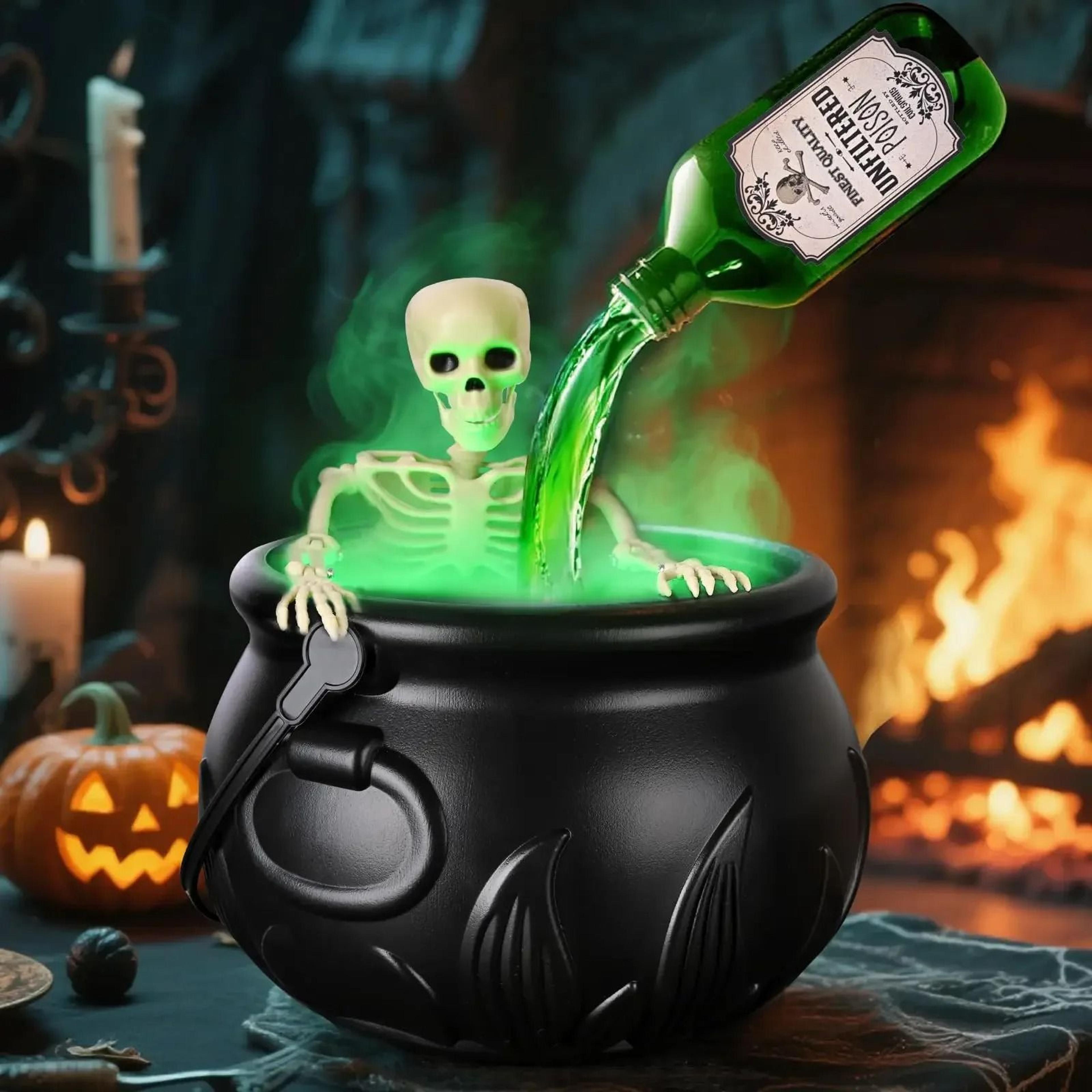 mystic witch cauldron led fog halloween decoration