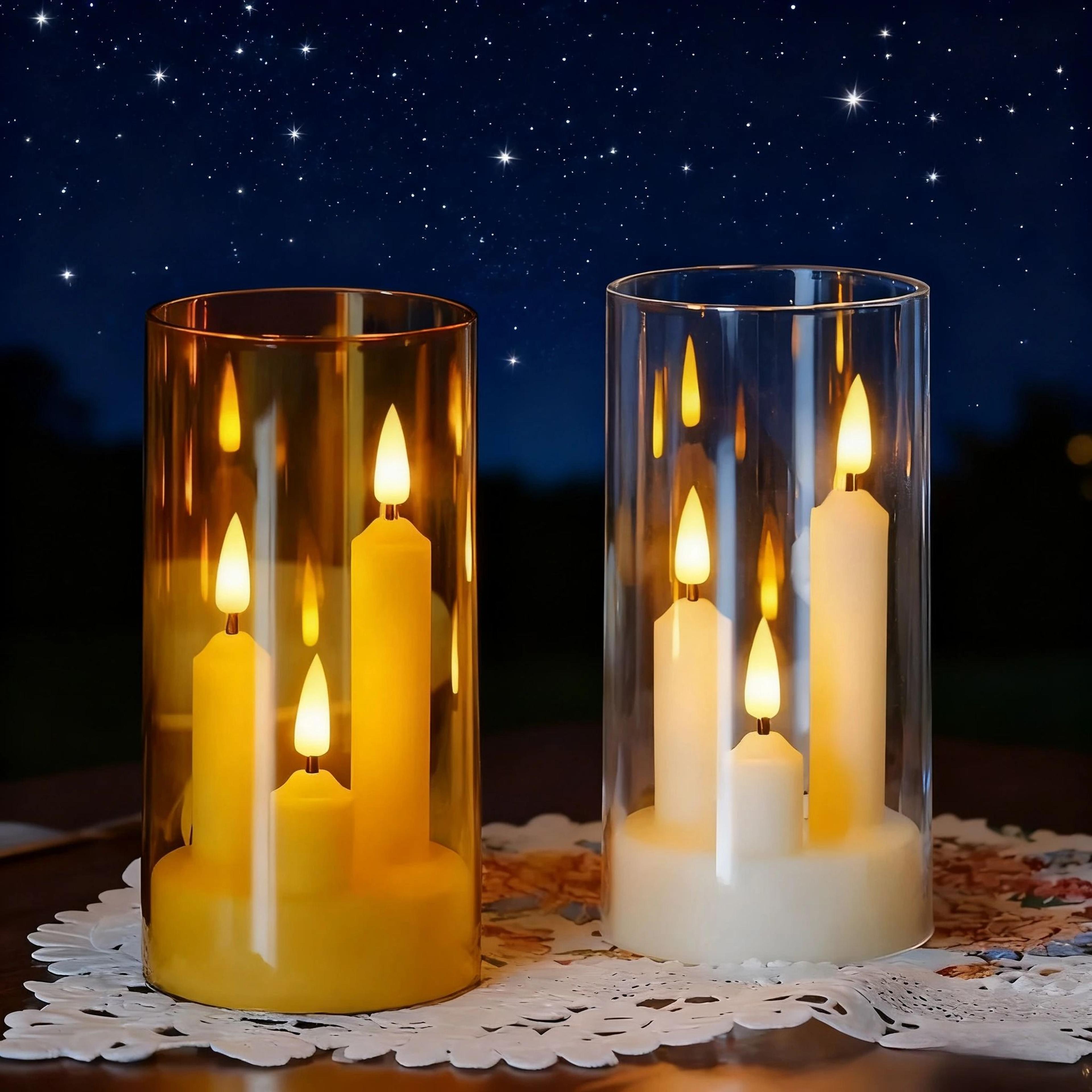 three in one flameless candle with acrylic lampshade