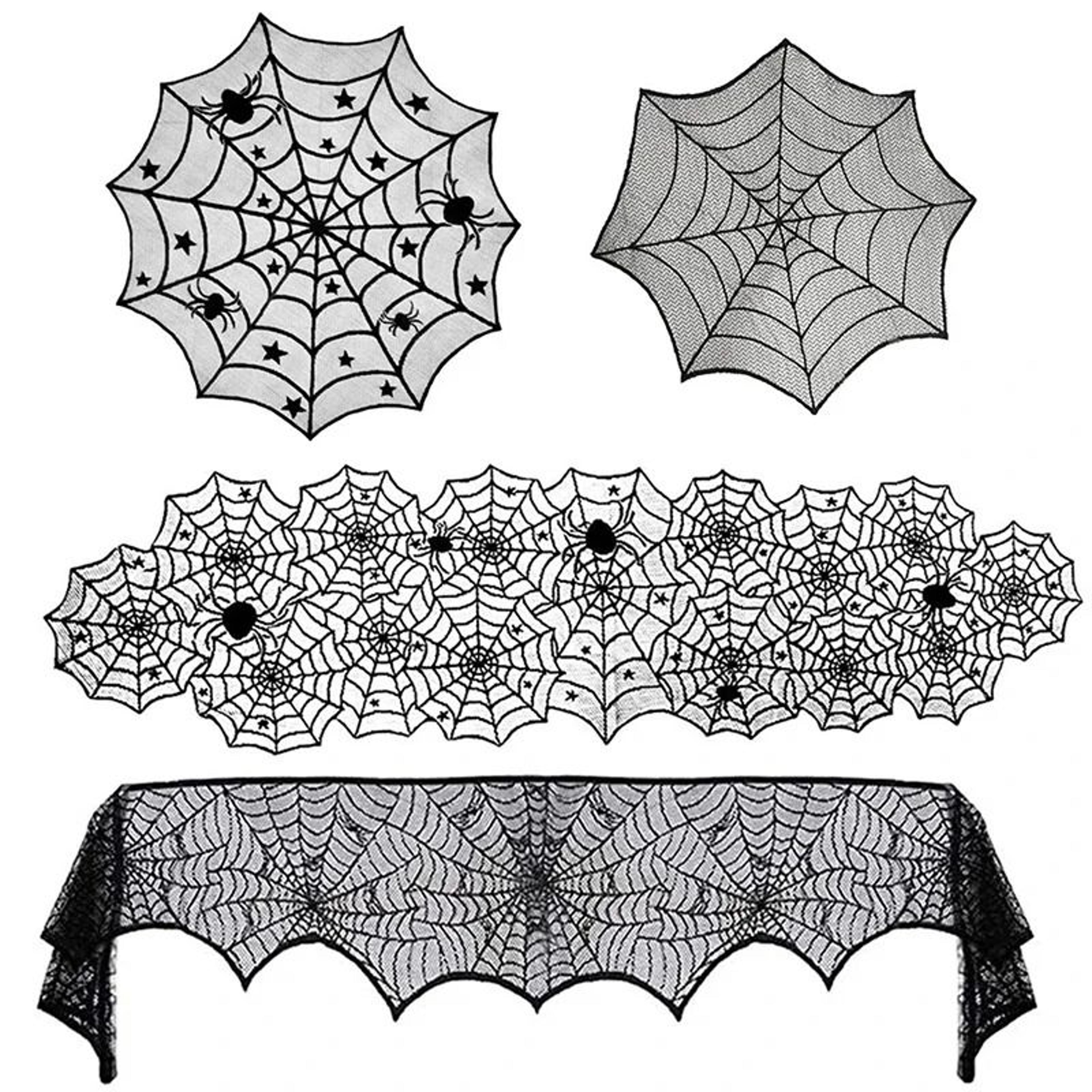 gothic spider web skull halloween mantel scarf