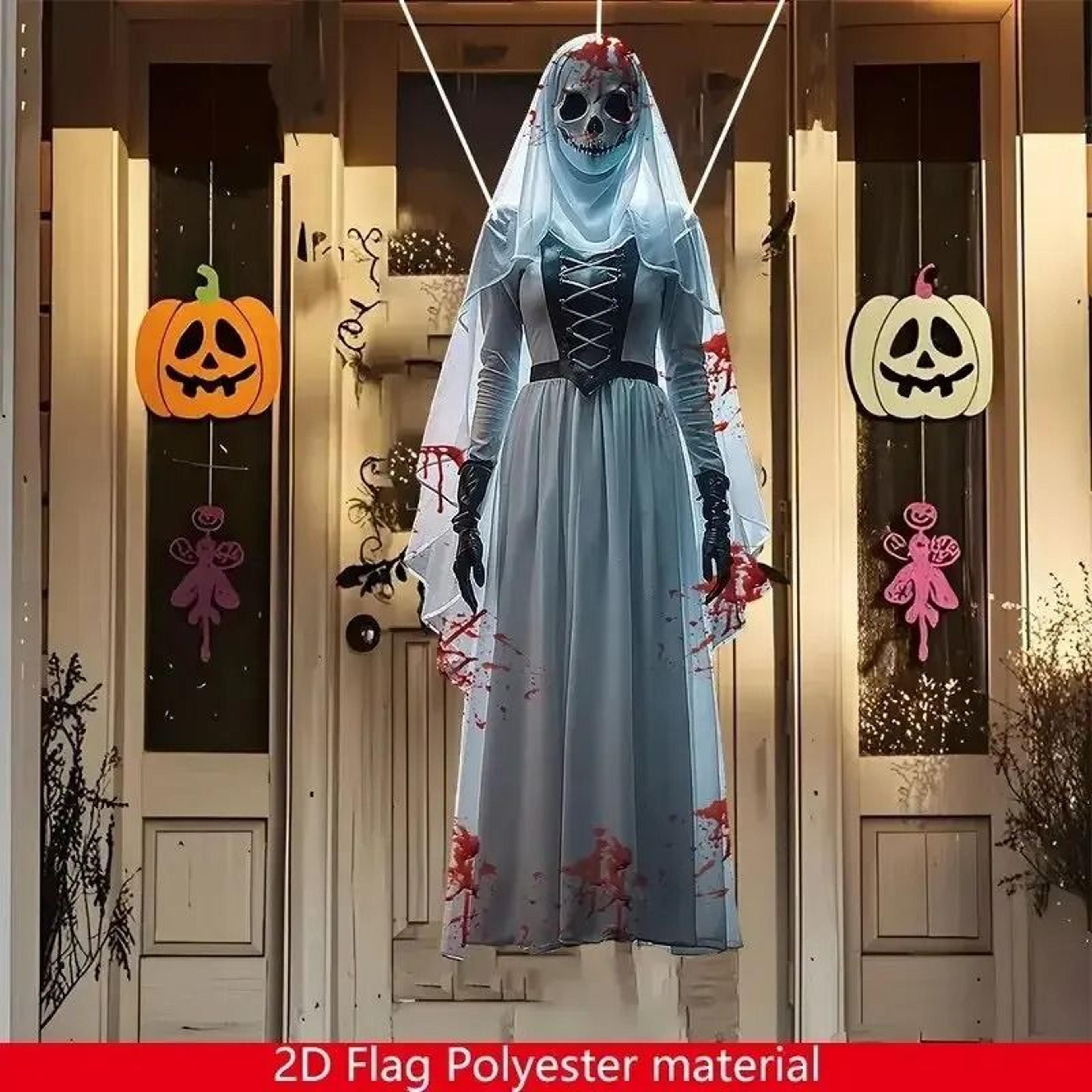 skull bride halloween backdrop for haunted house decor