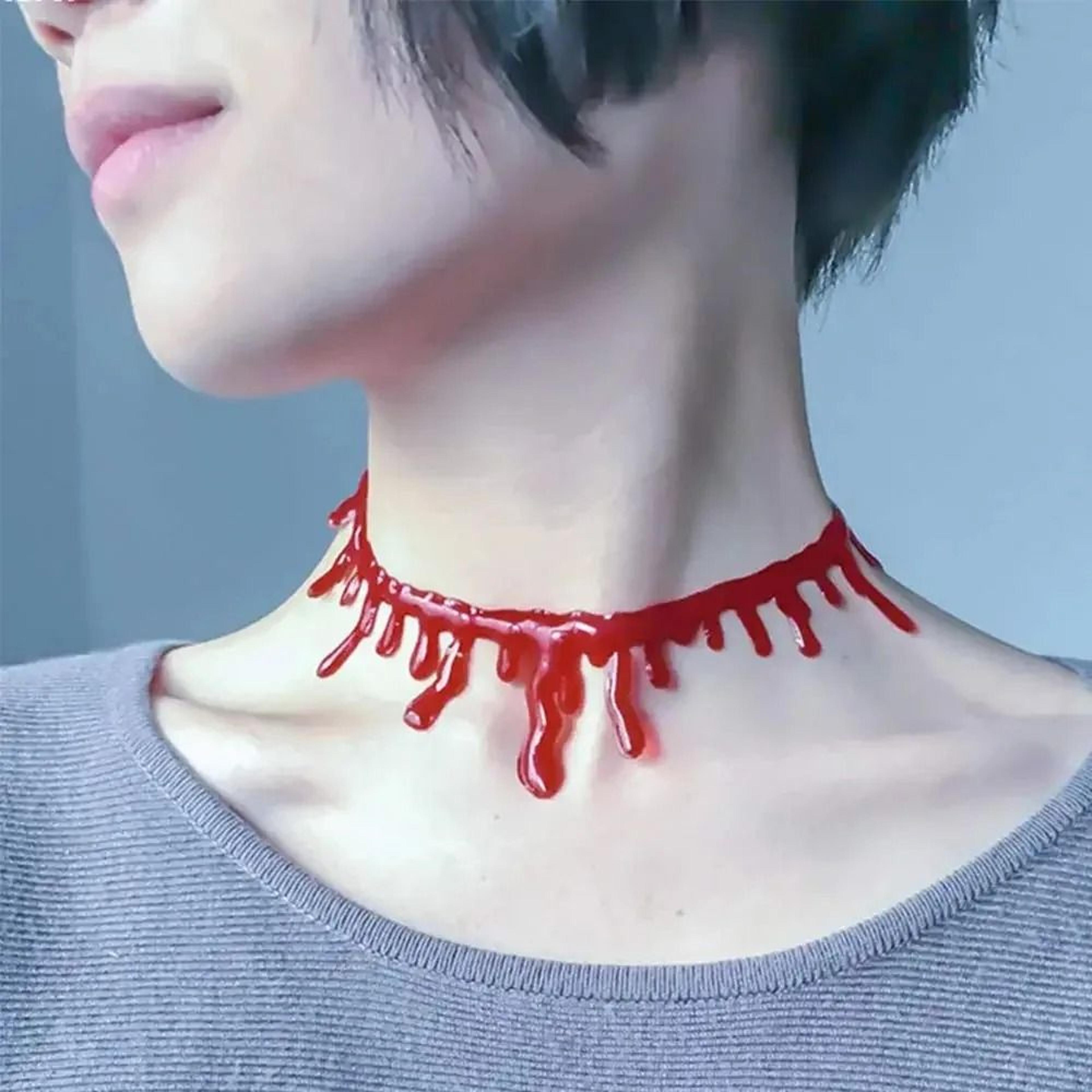 dripping blood vampire choker necklace