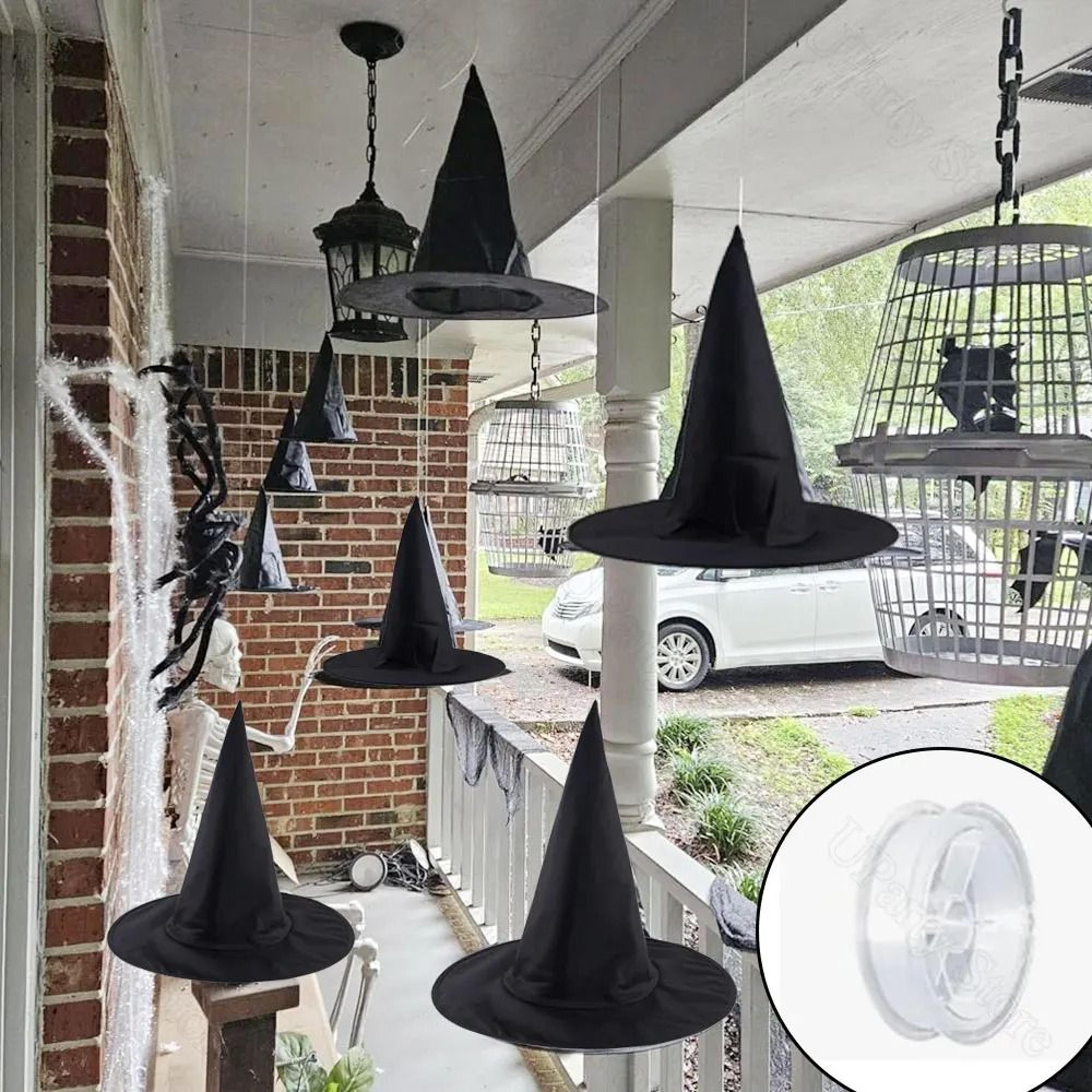floating black witch hat halloween decorations