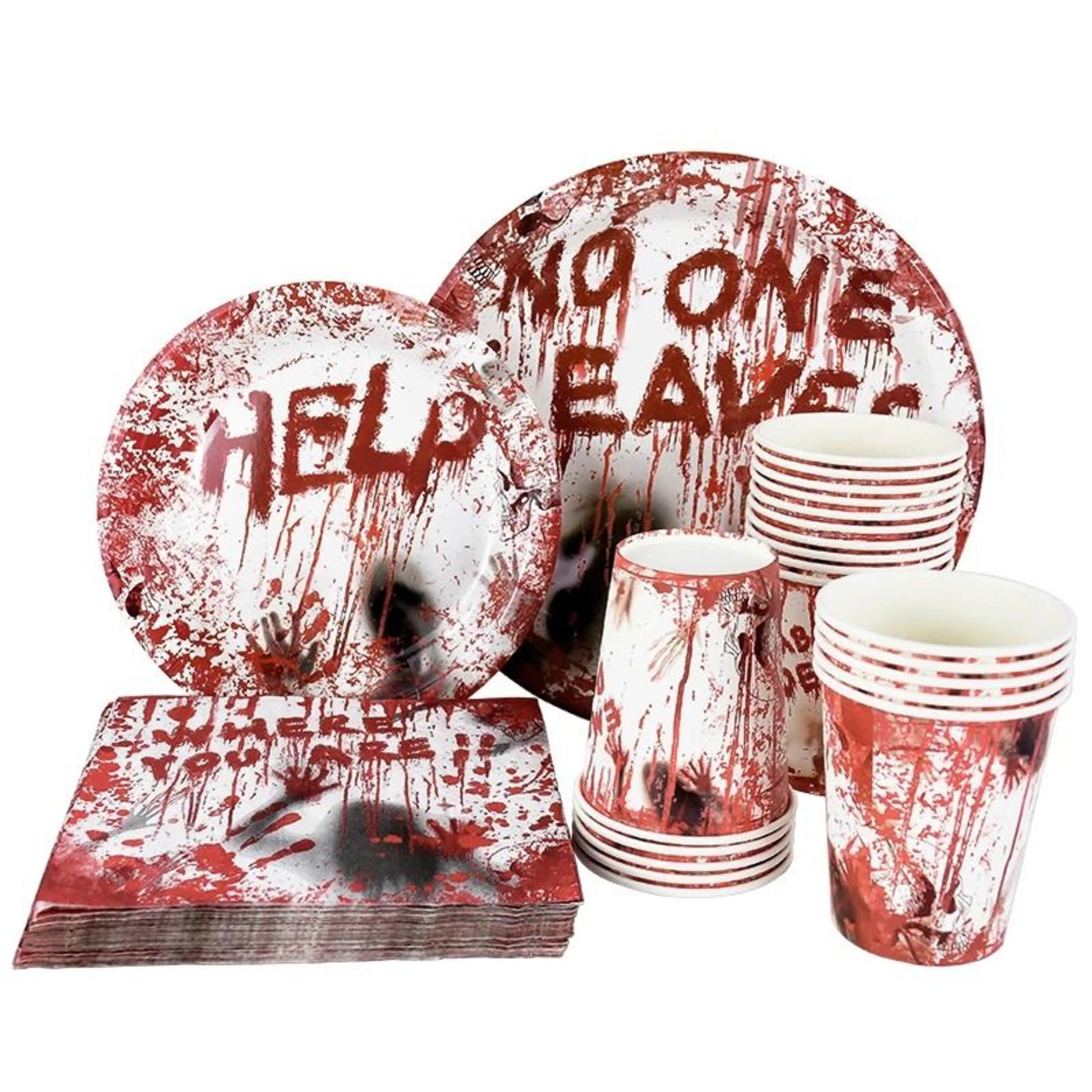 bloody handprint halloween party tableware