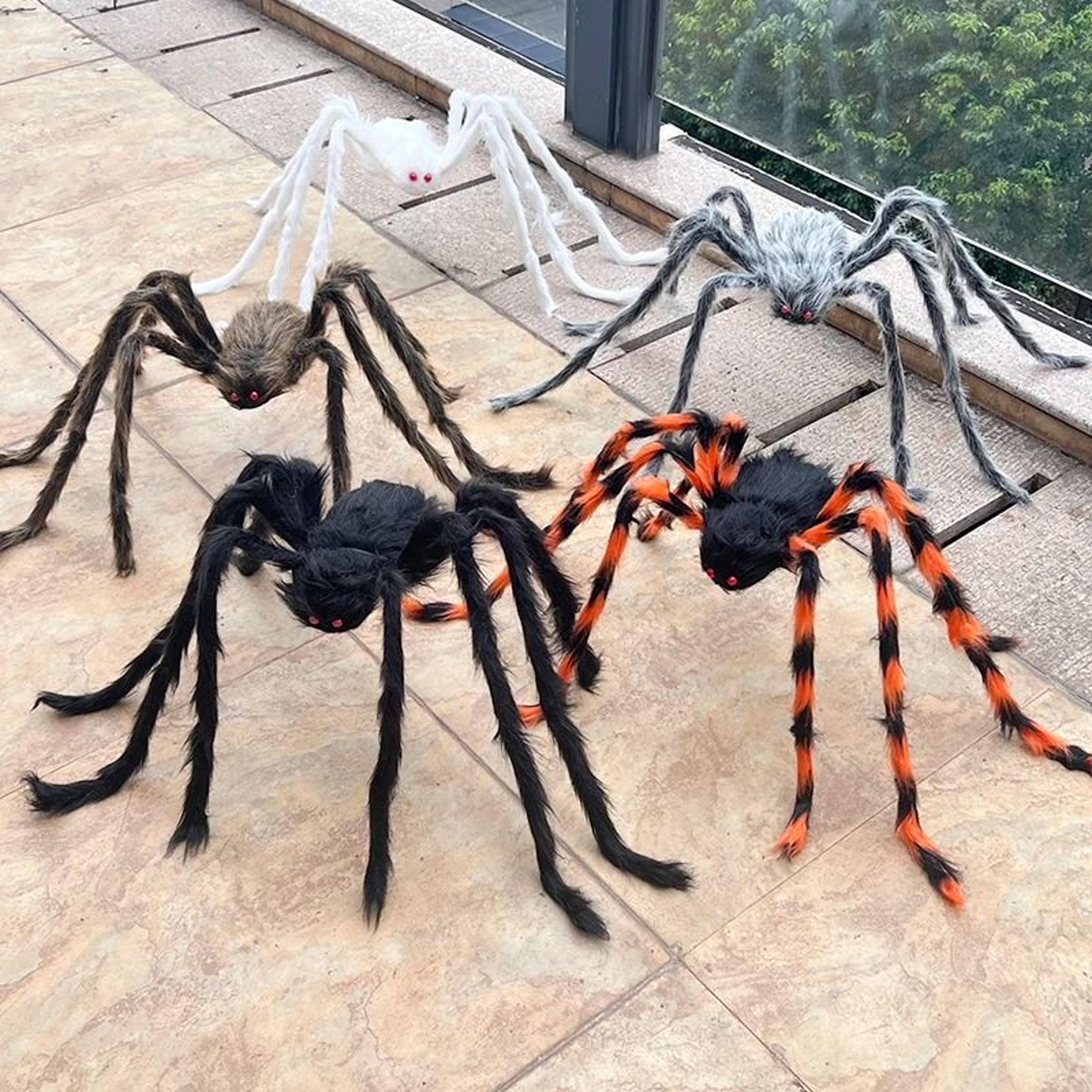giant black plush spider halloween decoration