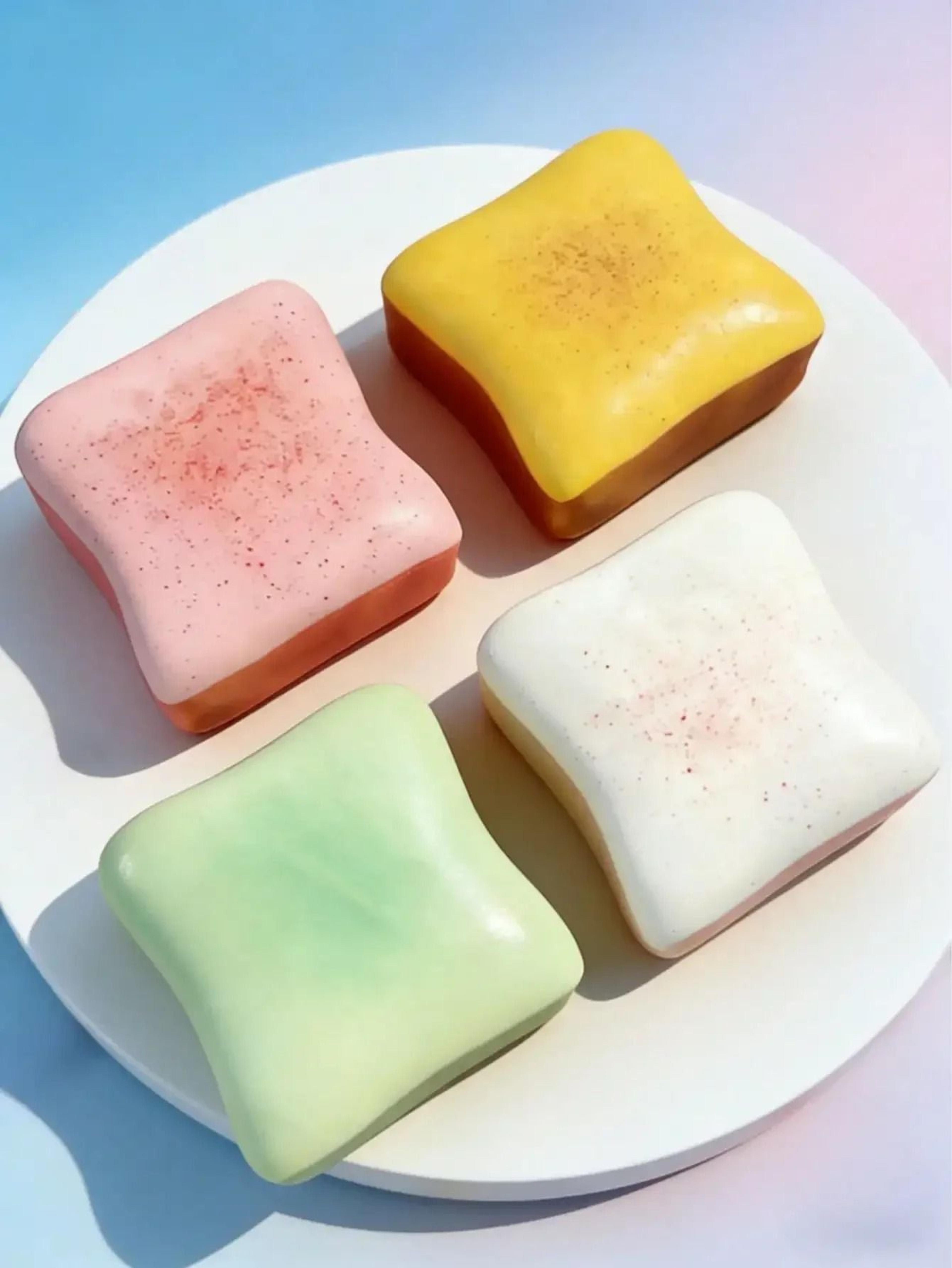soft butter toast slow rising squishy sensory stress relief toy and desk decor