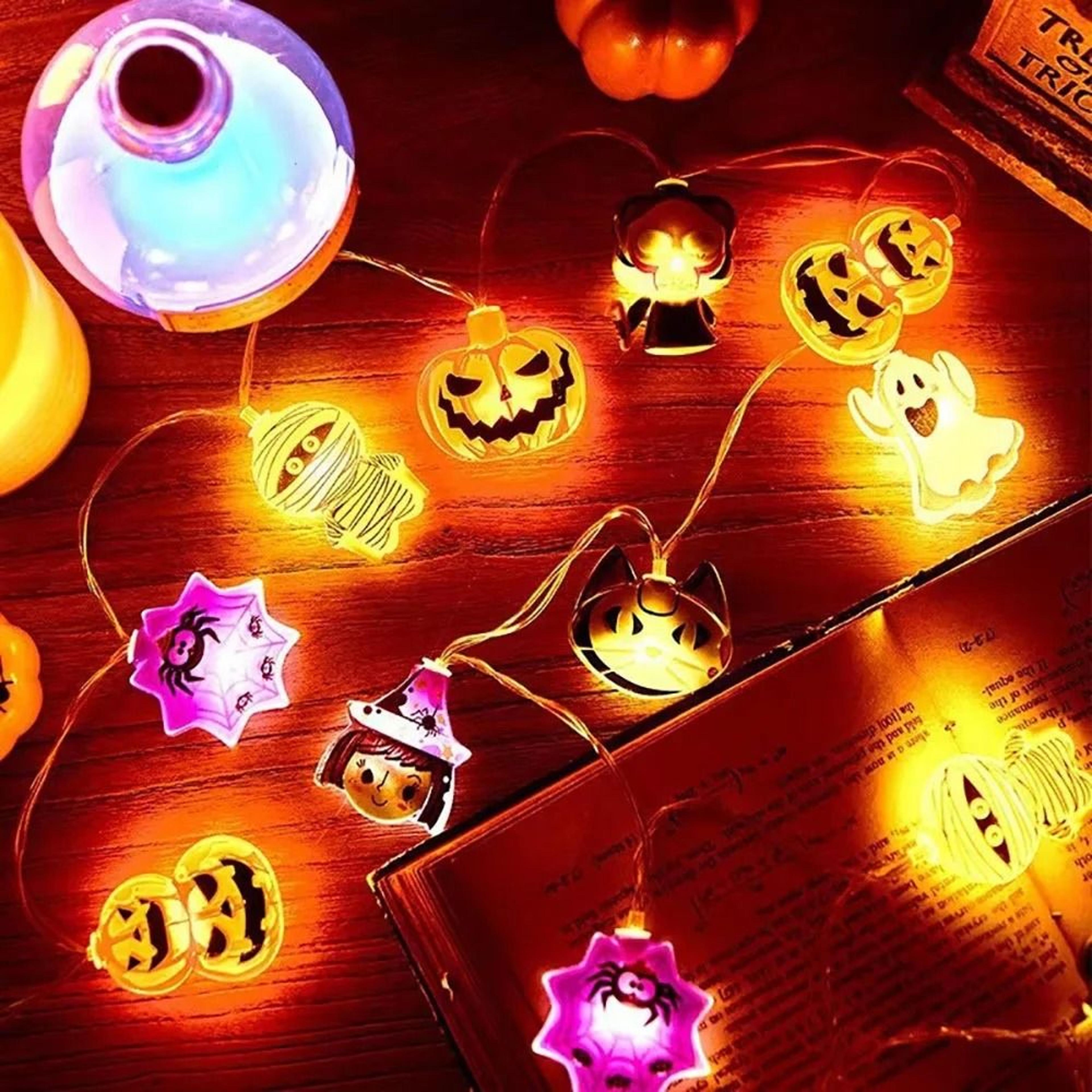 spooky pumpkin ghost spider web led string lights for indoor outdoor halloween decor