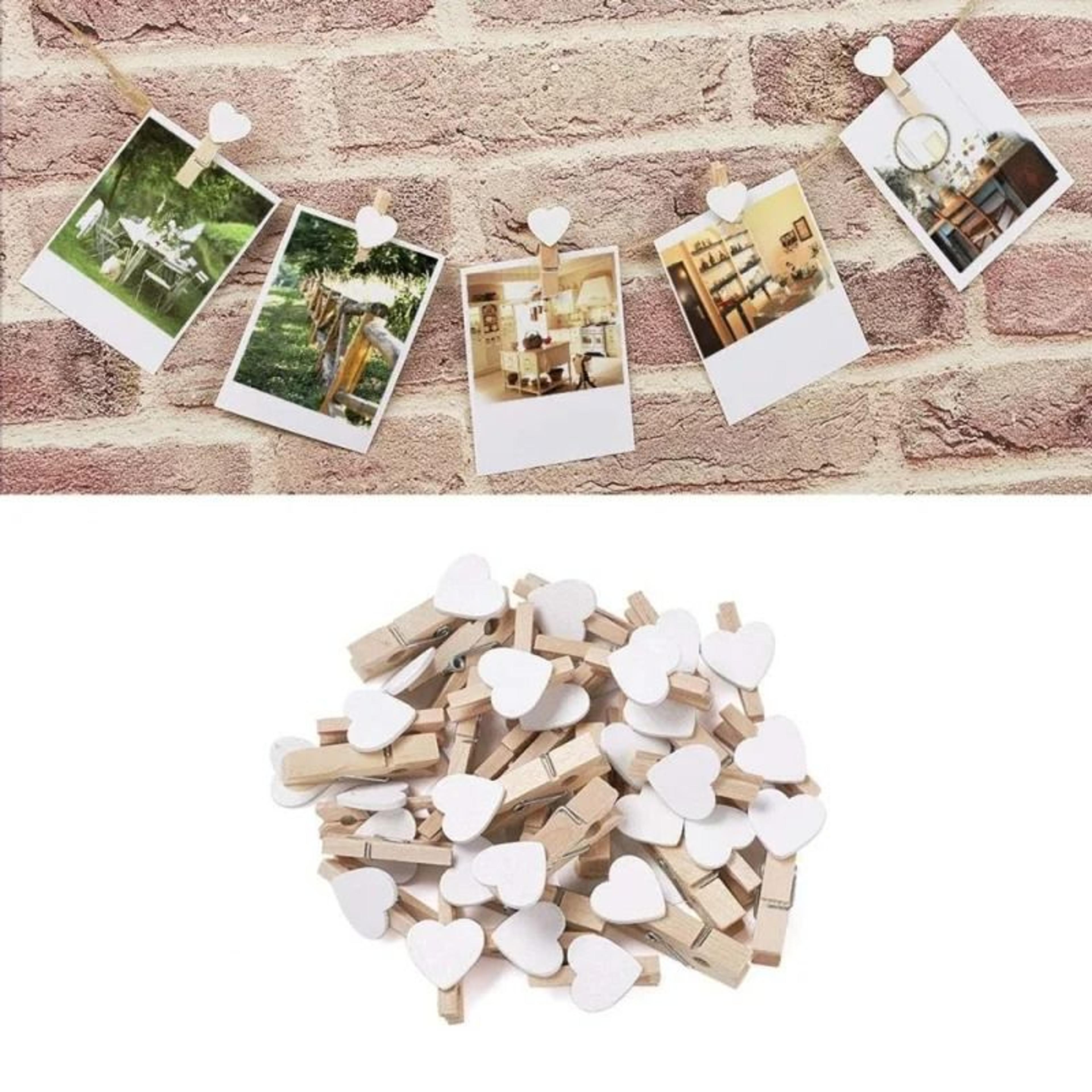 heart shaped wooden photo clips for weddings parties crafts and memory displays set