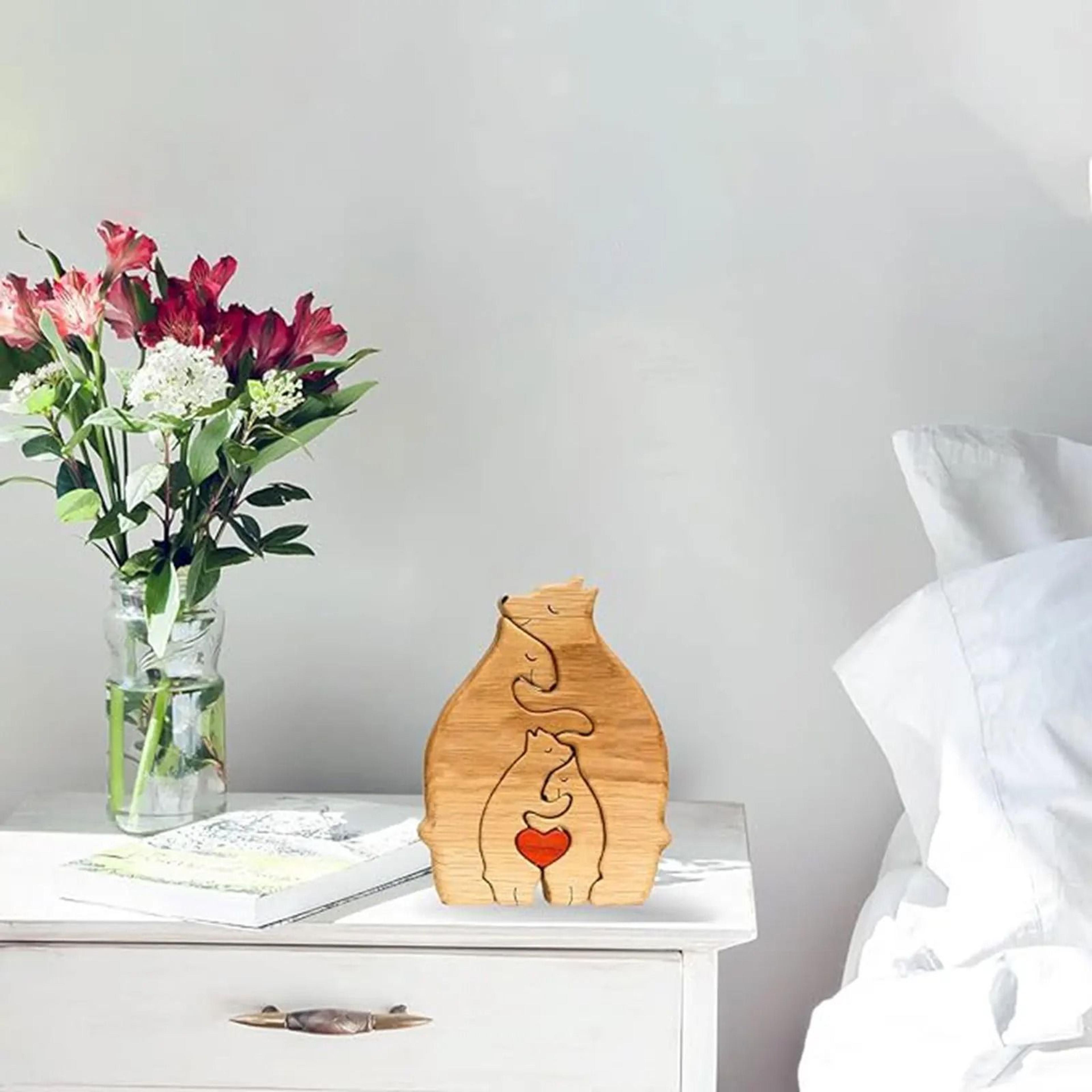 heartwarming bear family wooden puzzle sculpture for meaningful home decor gifts