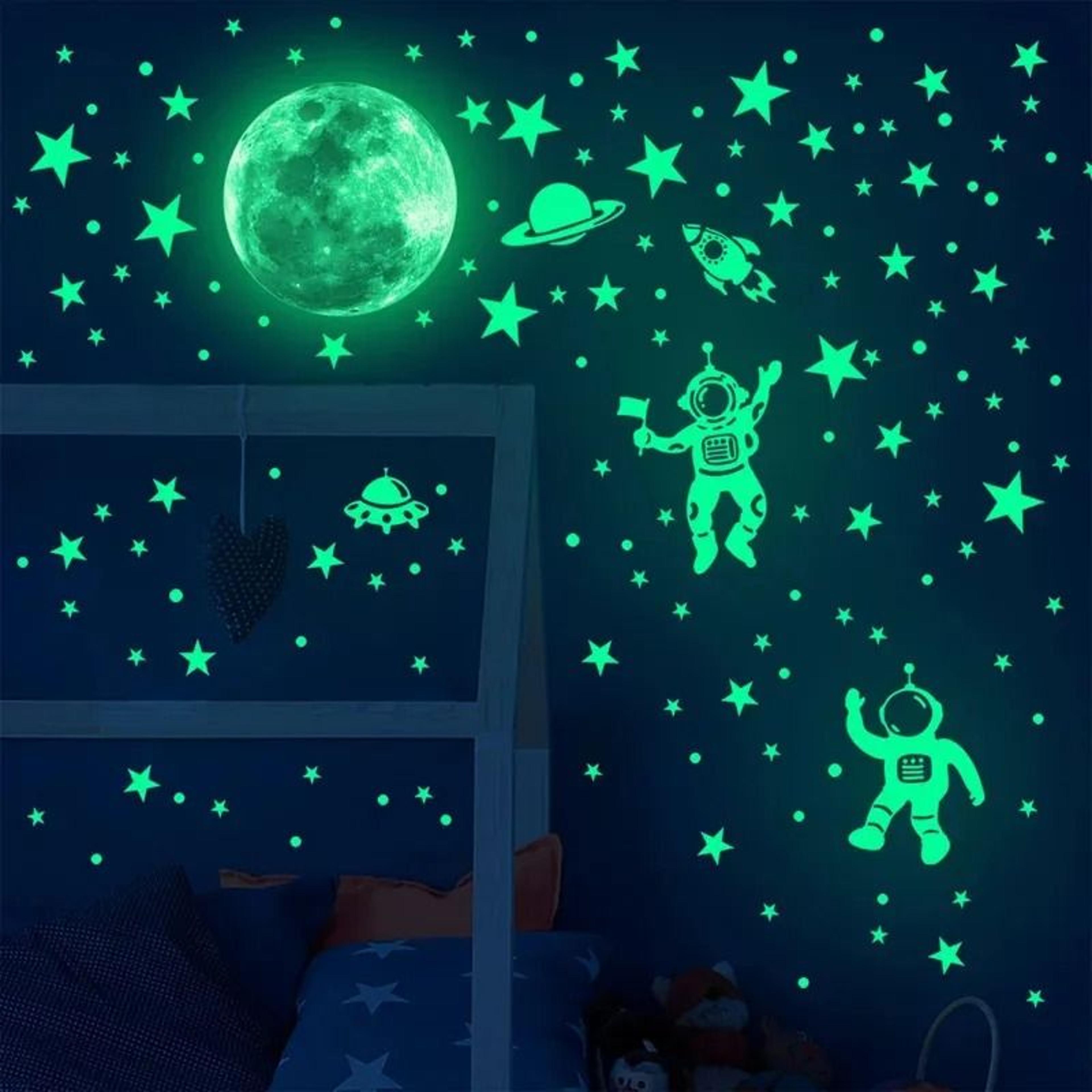 glowing star and moon wall decals for magical kids bedroom decor