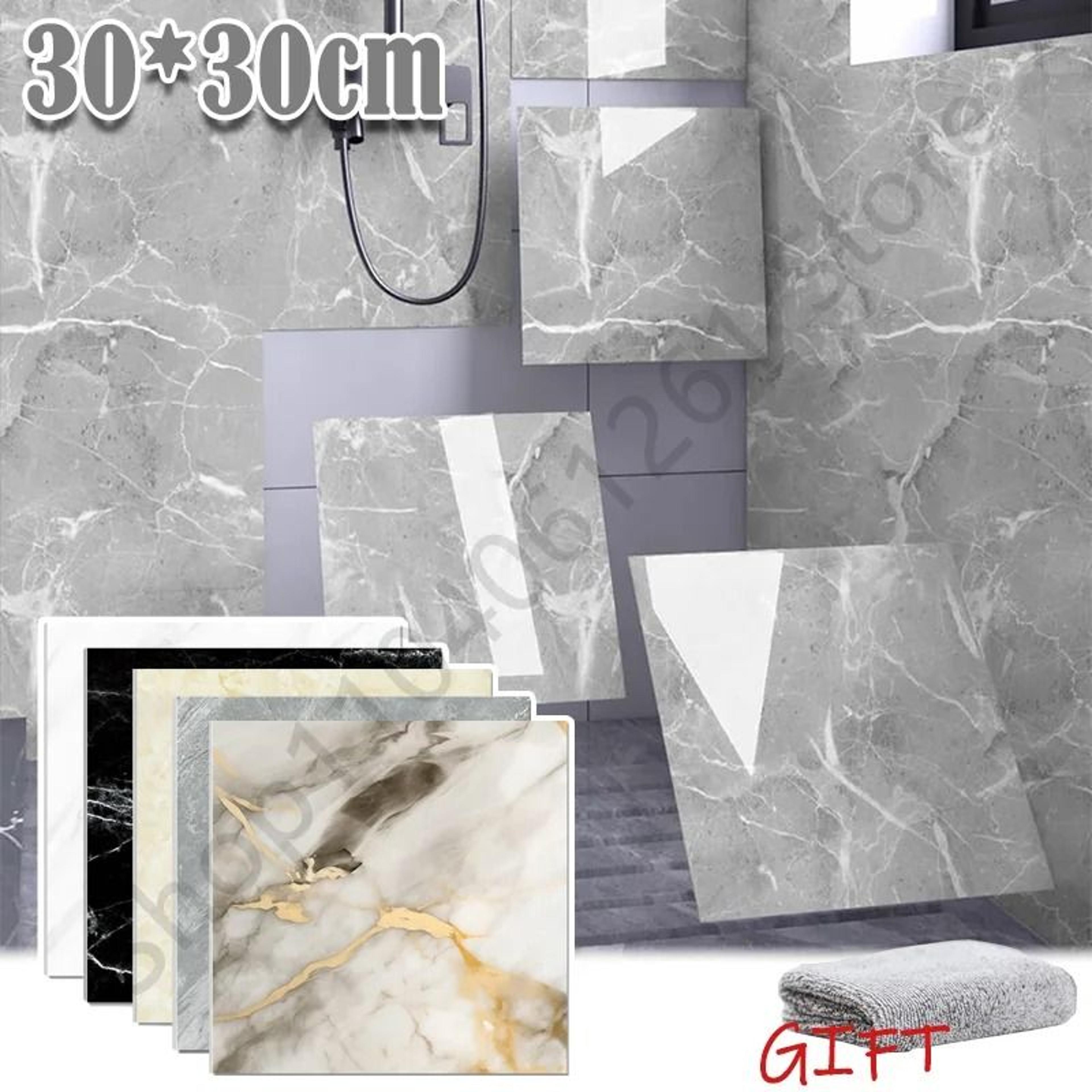 elegant waterproof marble tile stickers for effortless kitchen bathroom makeovers today