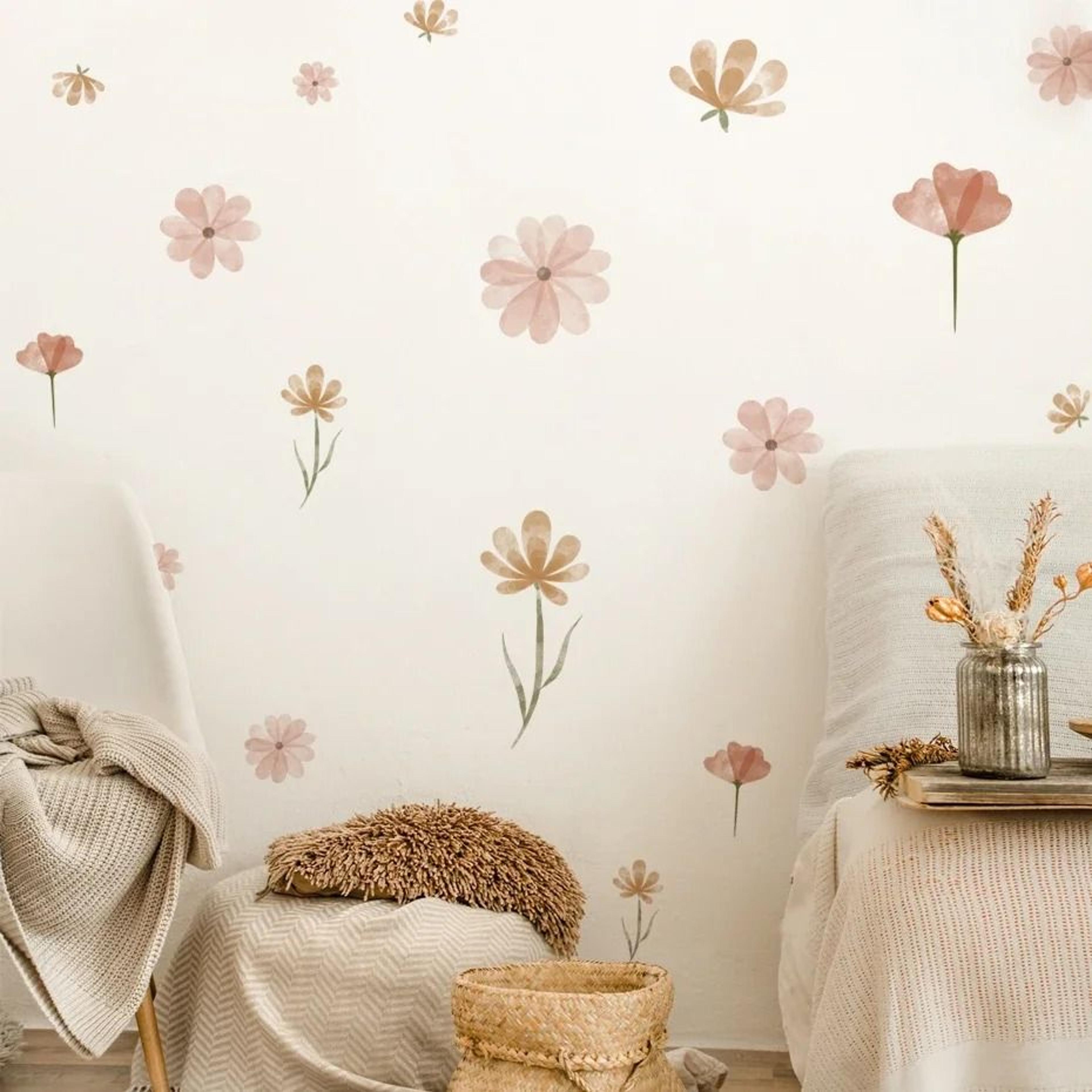 elegant watercolor boho flower wall decals for dreamy room makeovers today
