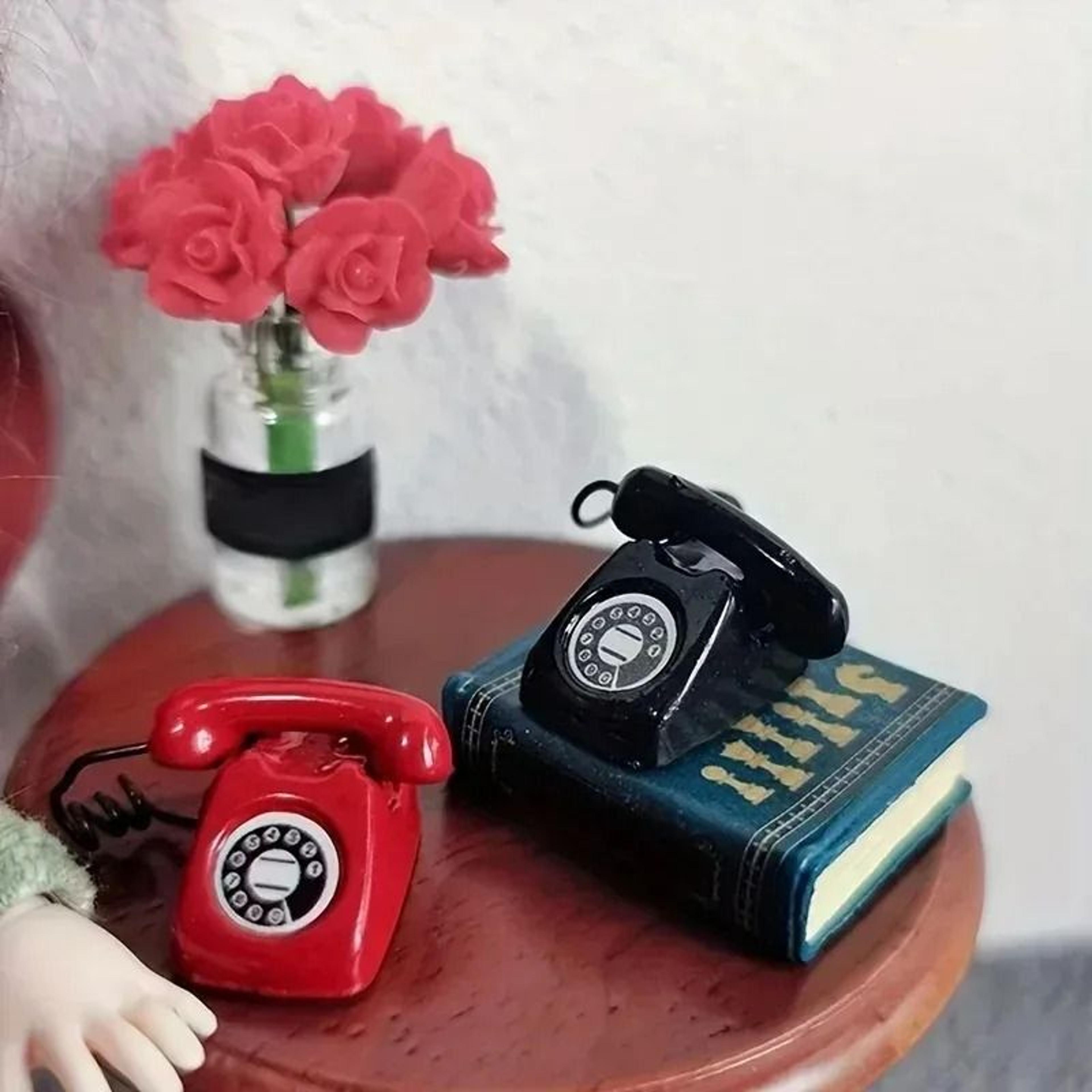 charming alloy retro rotary phone for detailed dollhouse miniature displays decor
