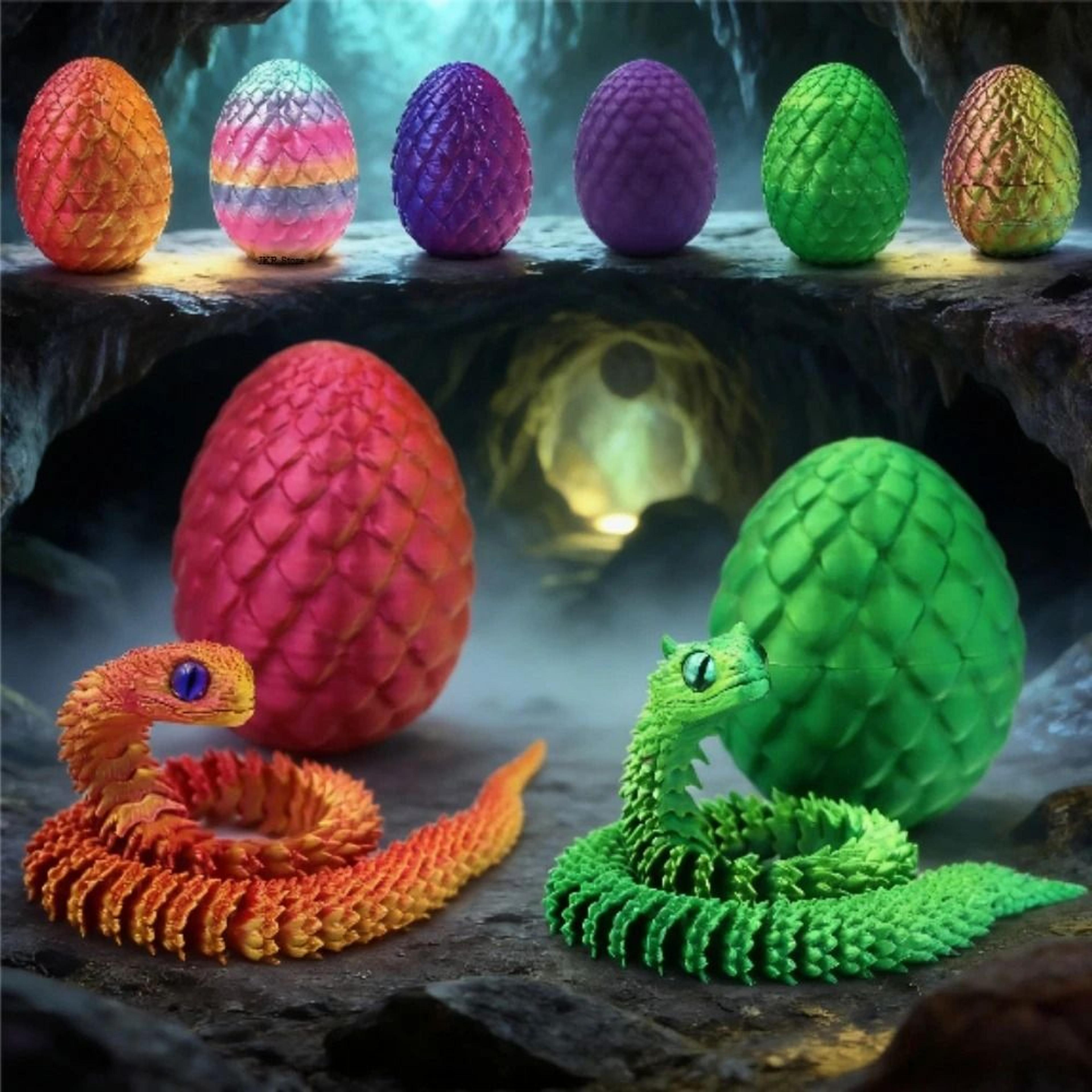 articulated 3d printed snake egg toy for flexible desk display fun