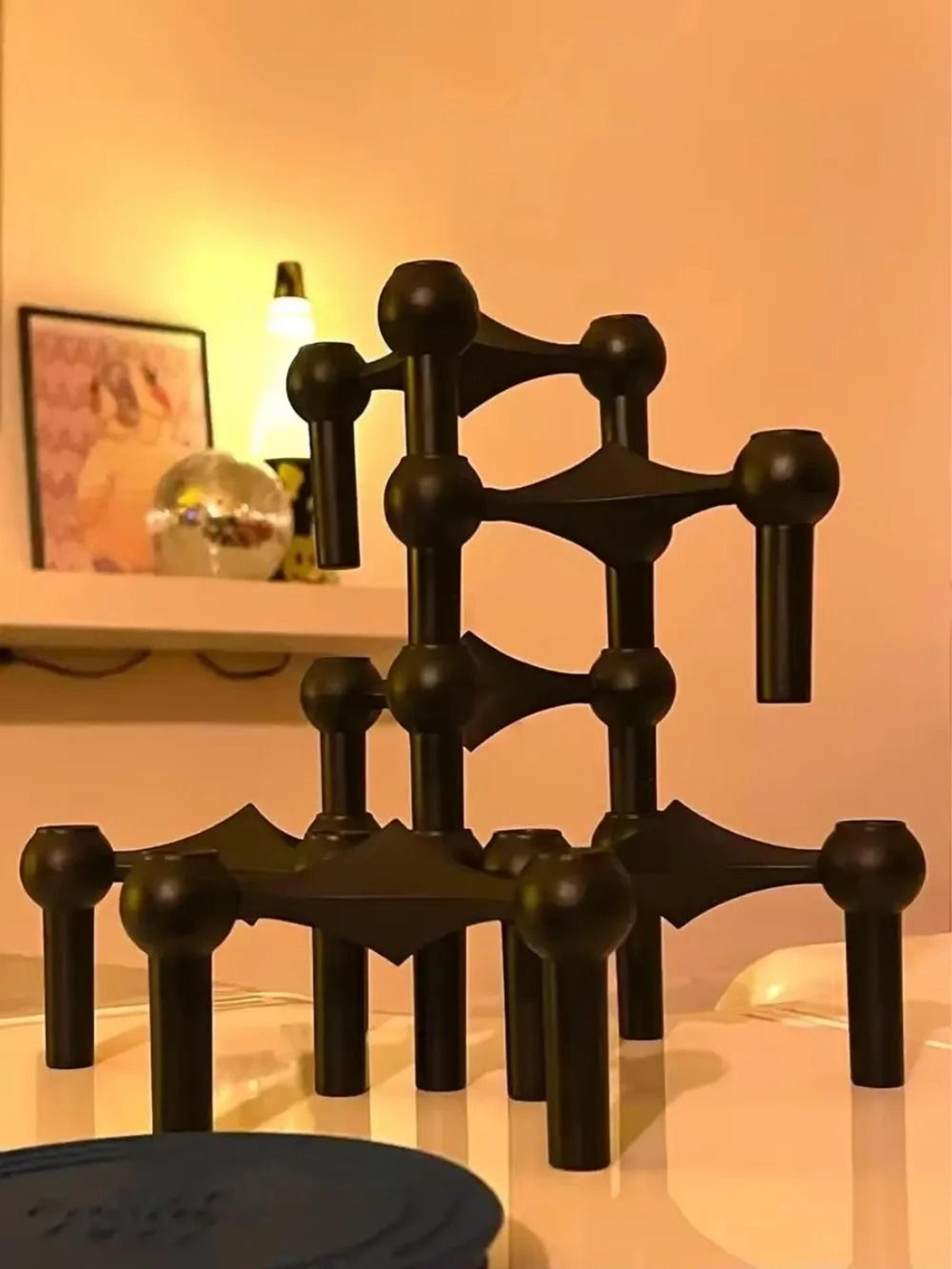 modern molecular silver candle holder for elegant tables and interior decor