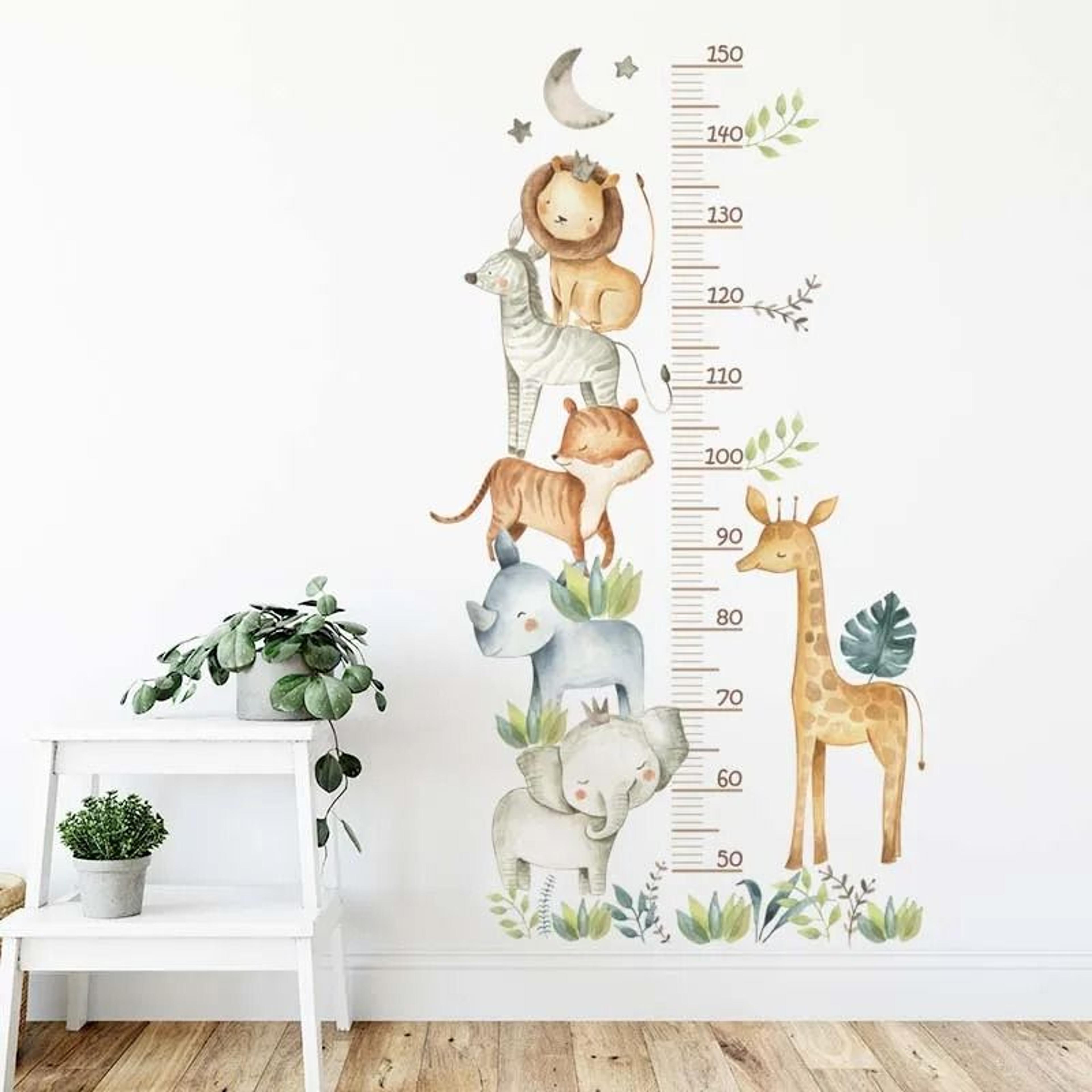 cartoon animal height chart wall stickers track growing moments with fun