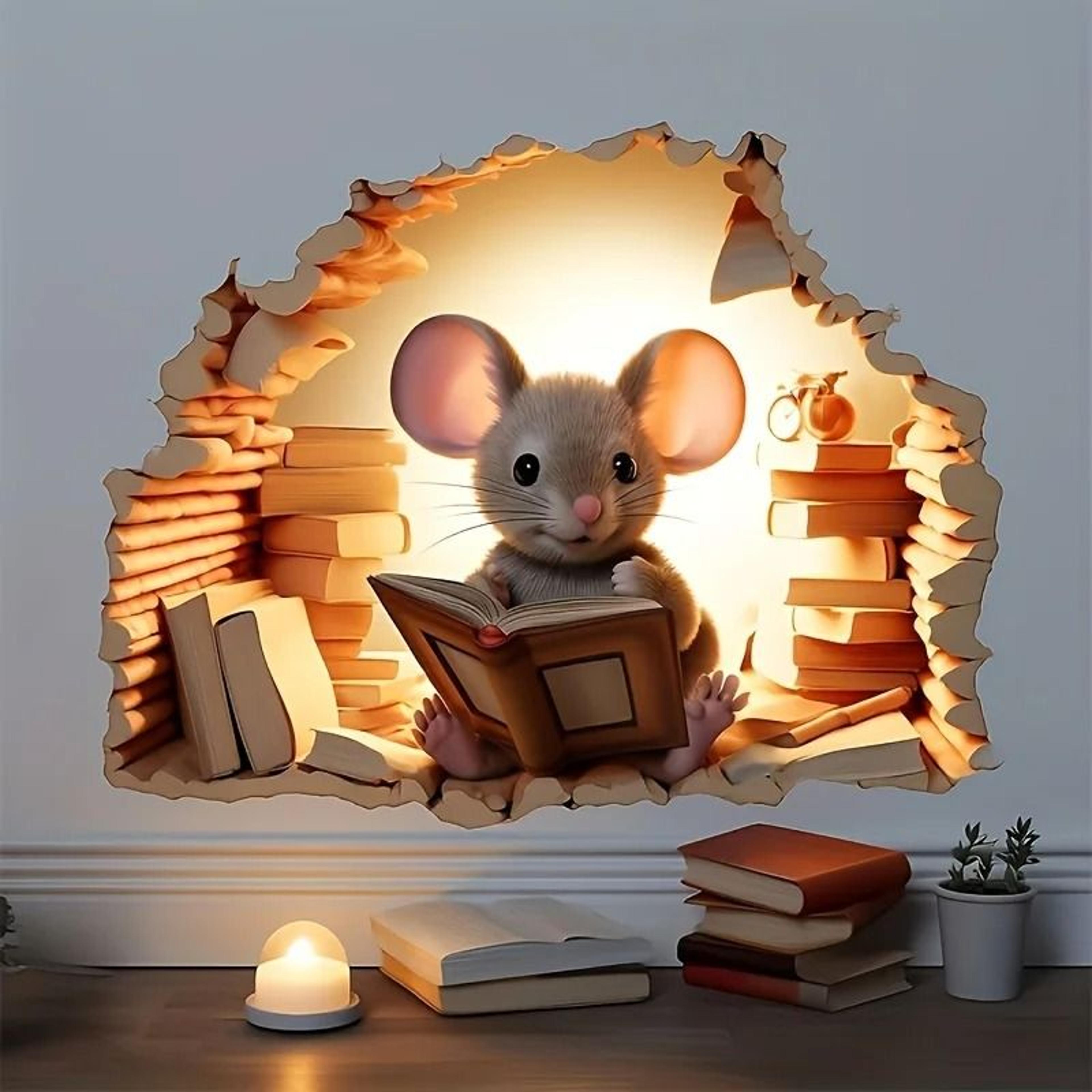 reading mouse wall sticker adds whimsical charm to quiet corners everywhere