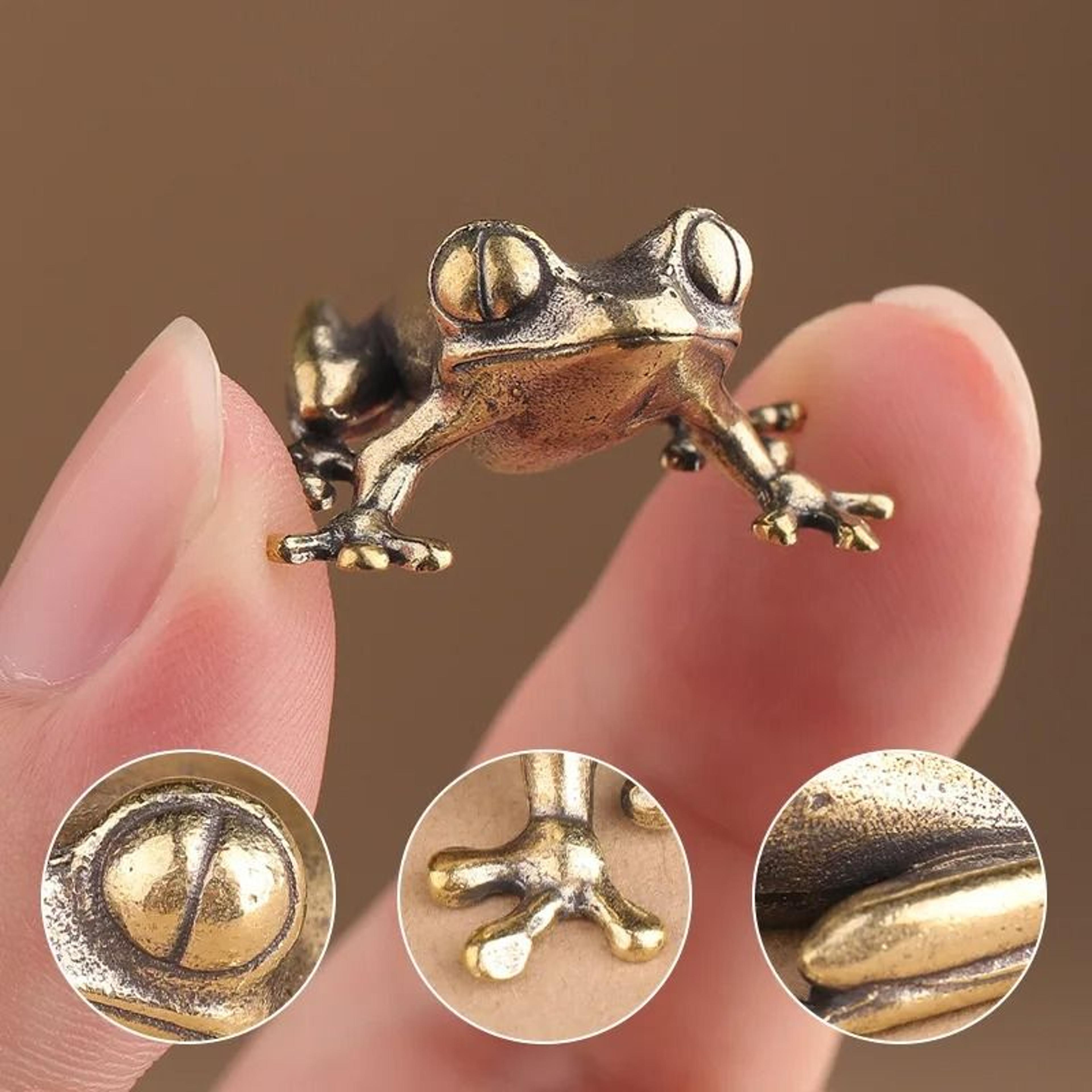 retro brass frog figurine adds vintage charm to desks and teaware