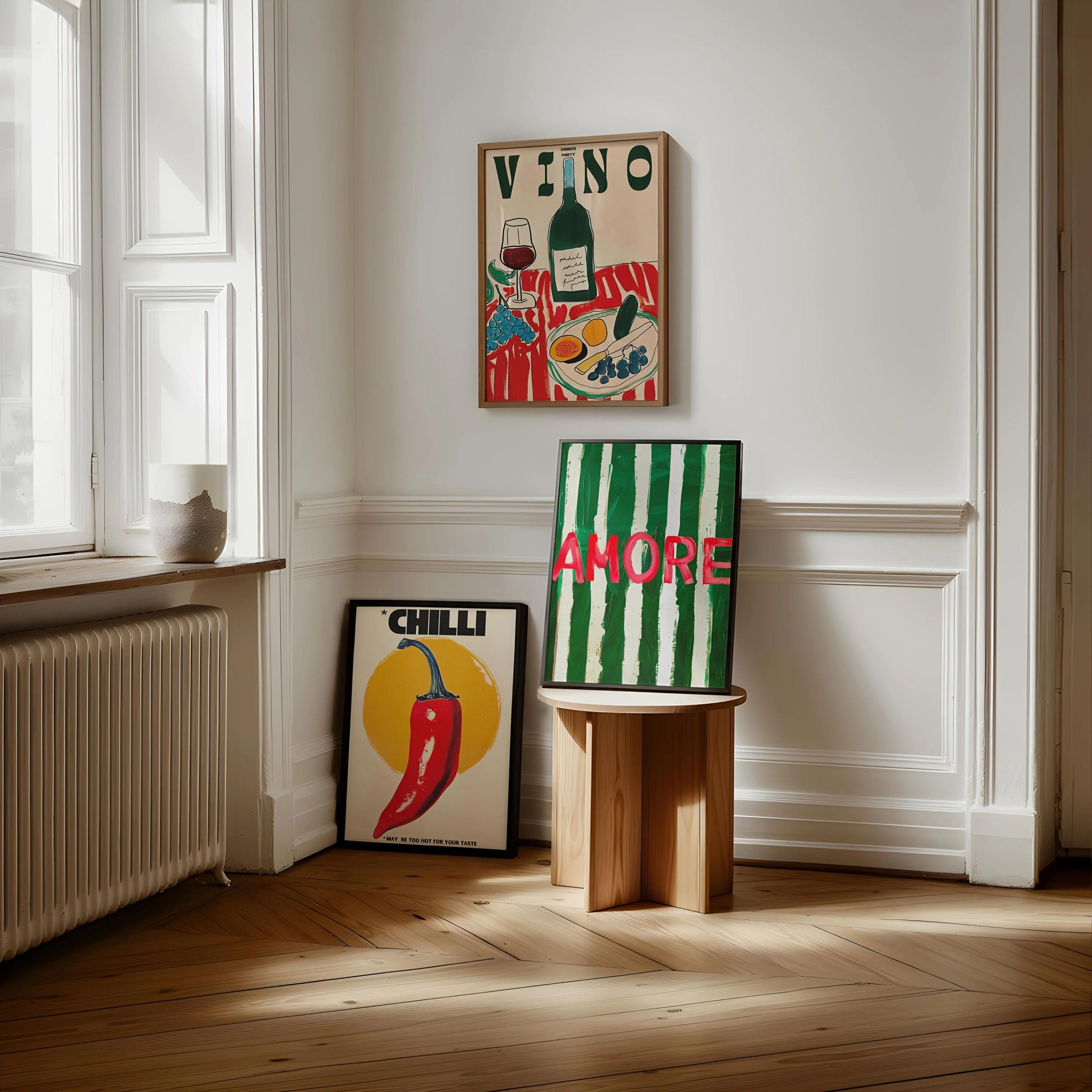 green striped wine canvas print brings playful style to kitchens everywhere