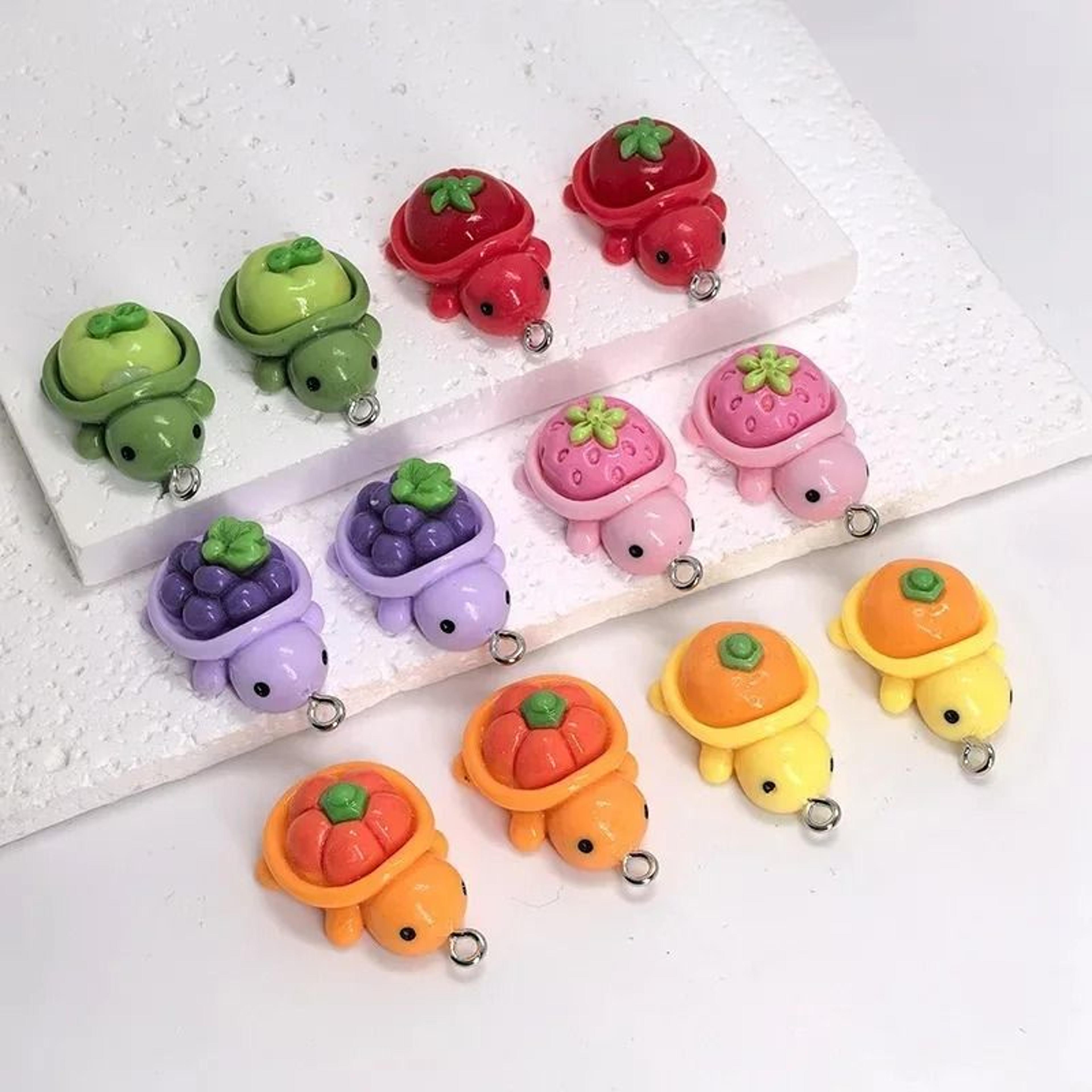 kawaii fruit turtle resin charms make jewelry projects playful and unique