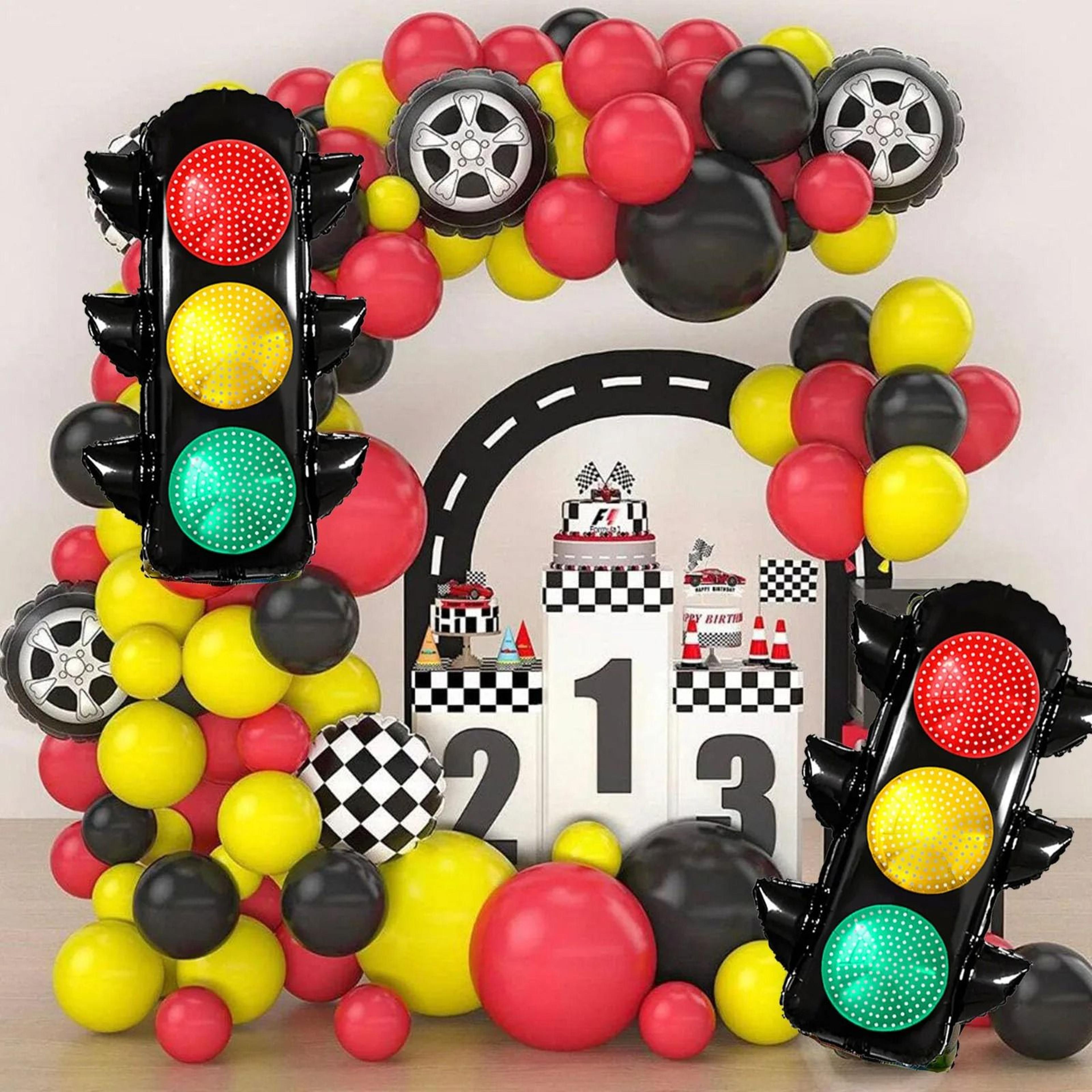 race car foil balloons for exciting birthday party decoration displays