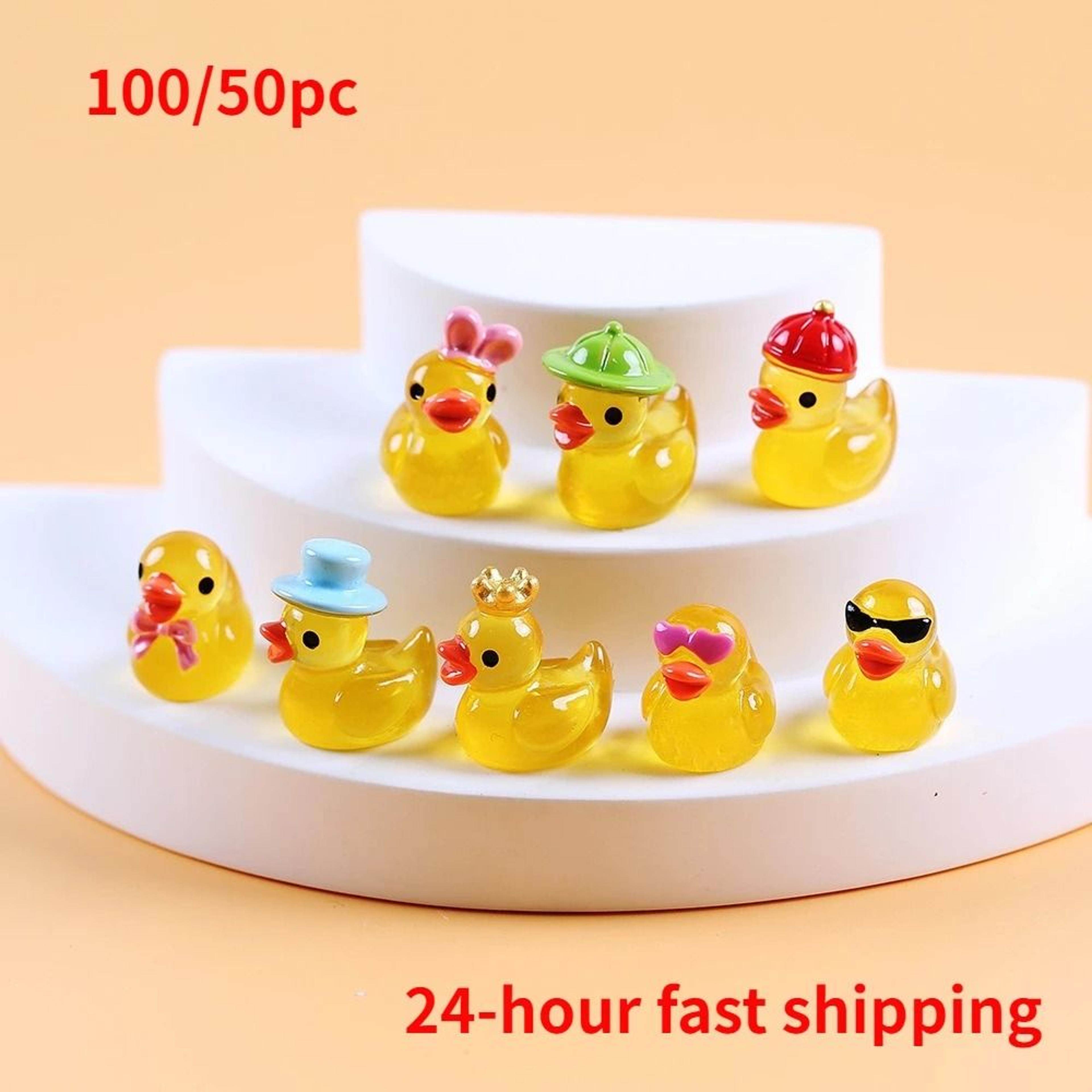 mini luminous yellow duck figurines for fairy gardens crafts and decor