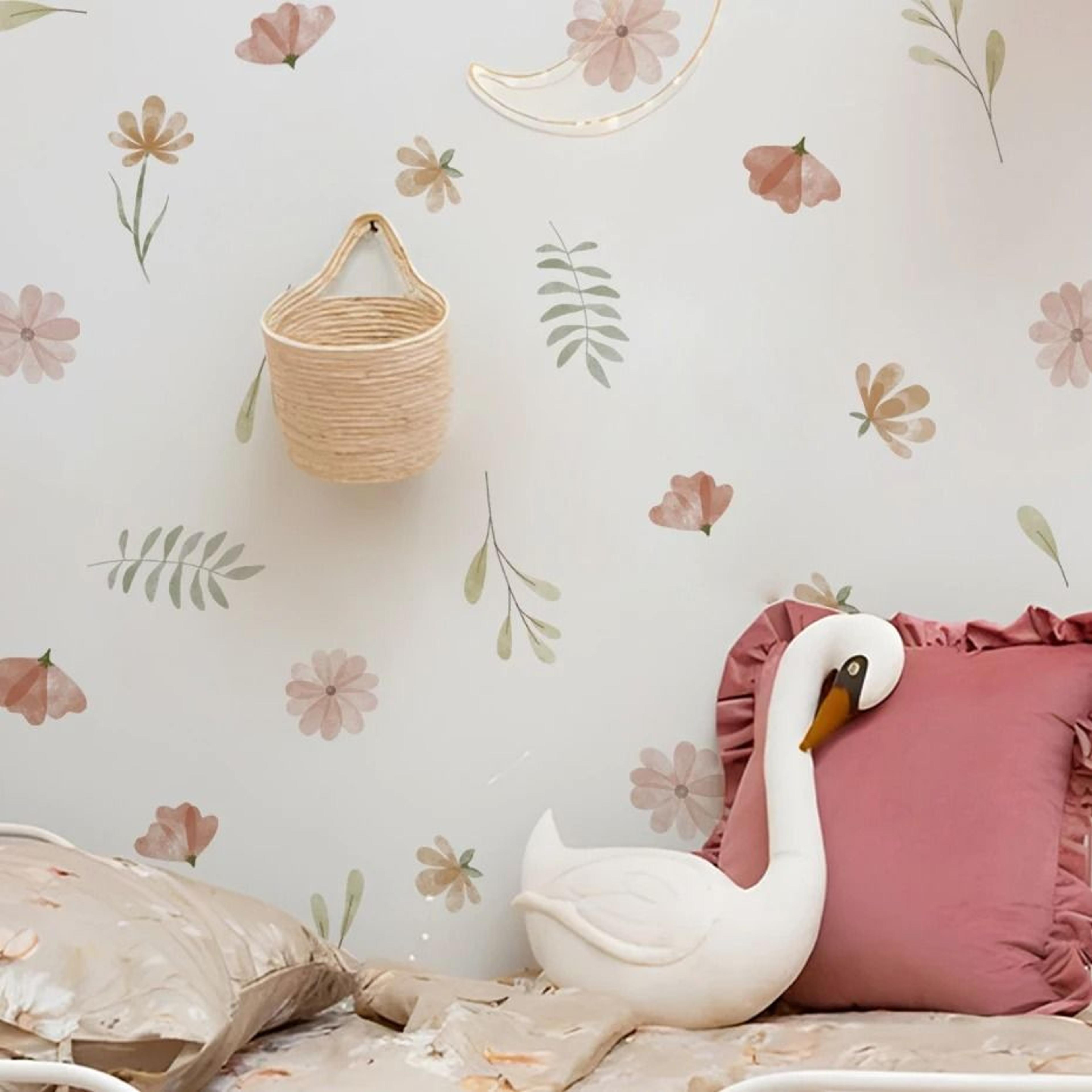 boho watercolor floral wall decals for charming nursery bedroom home decor