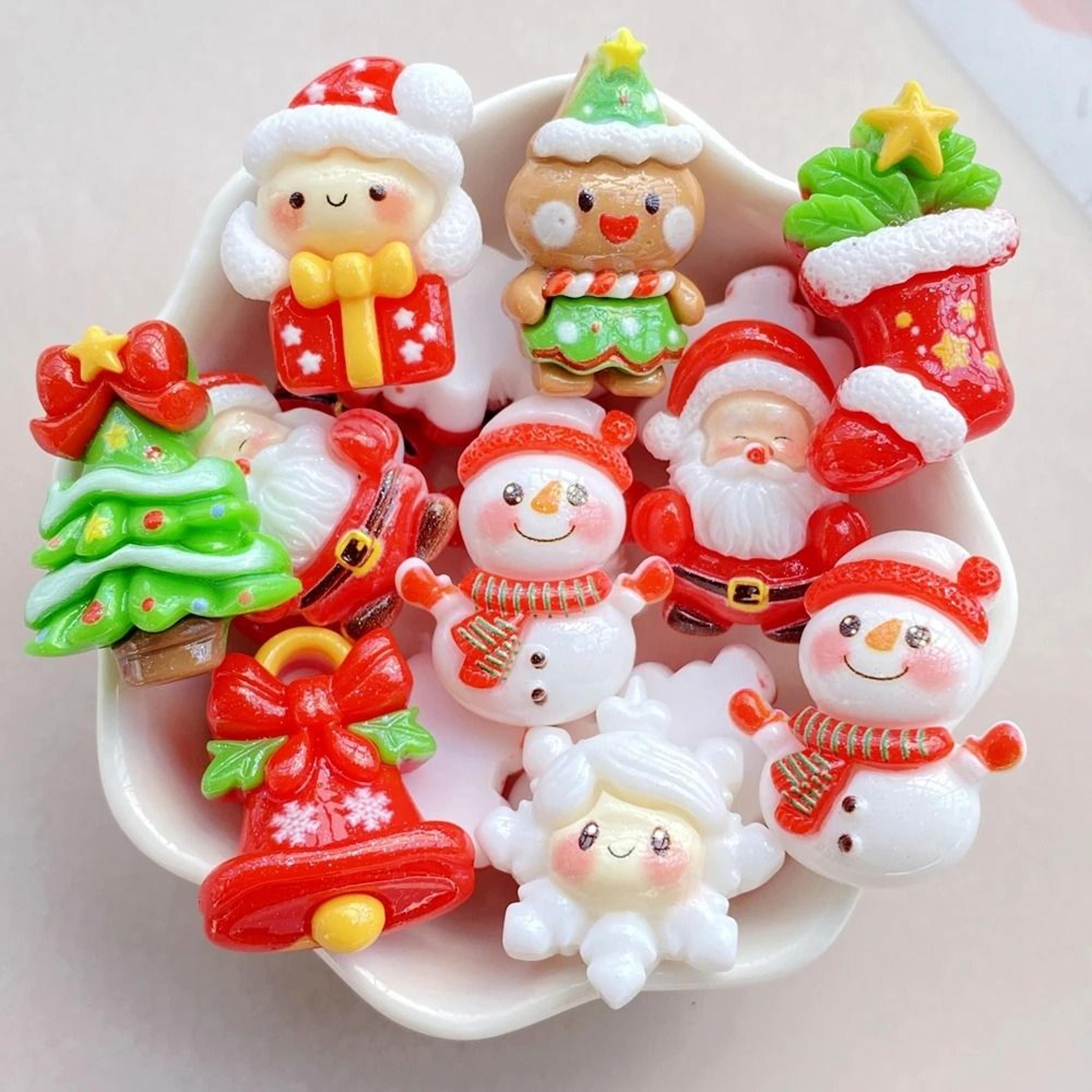 cute christmas resin cabochons for festive diy jewelry and craft decorations