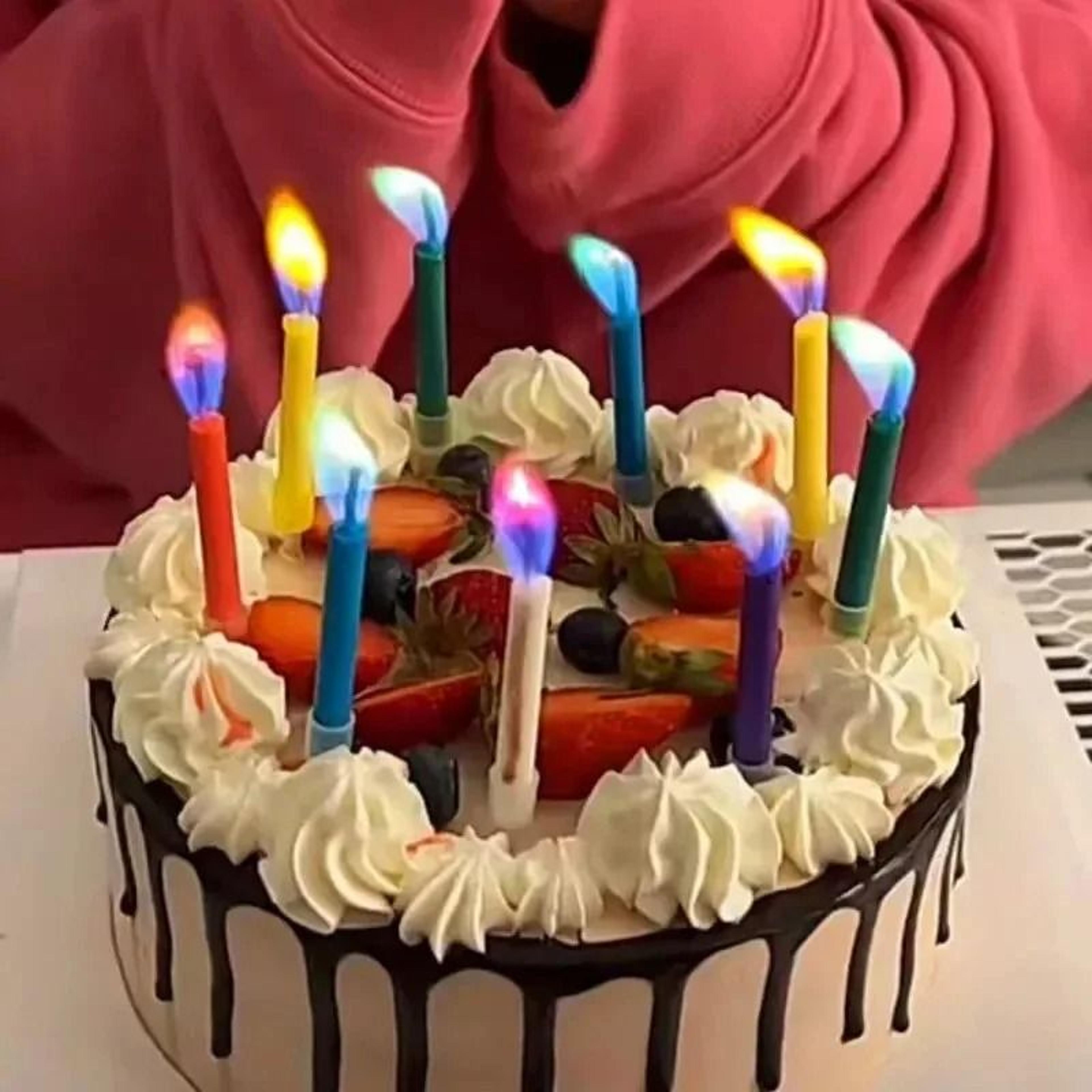 colorful flame birthday candles create magical six color cake celebrations instantly