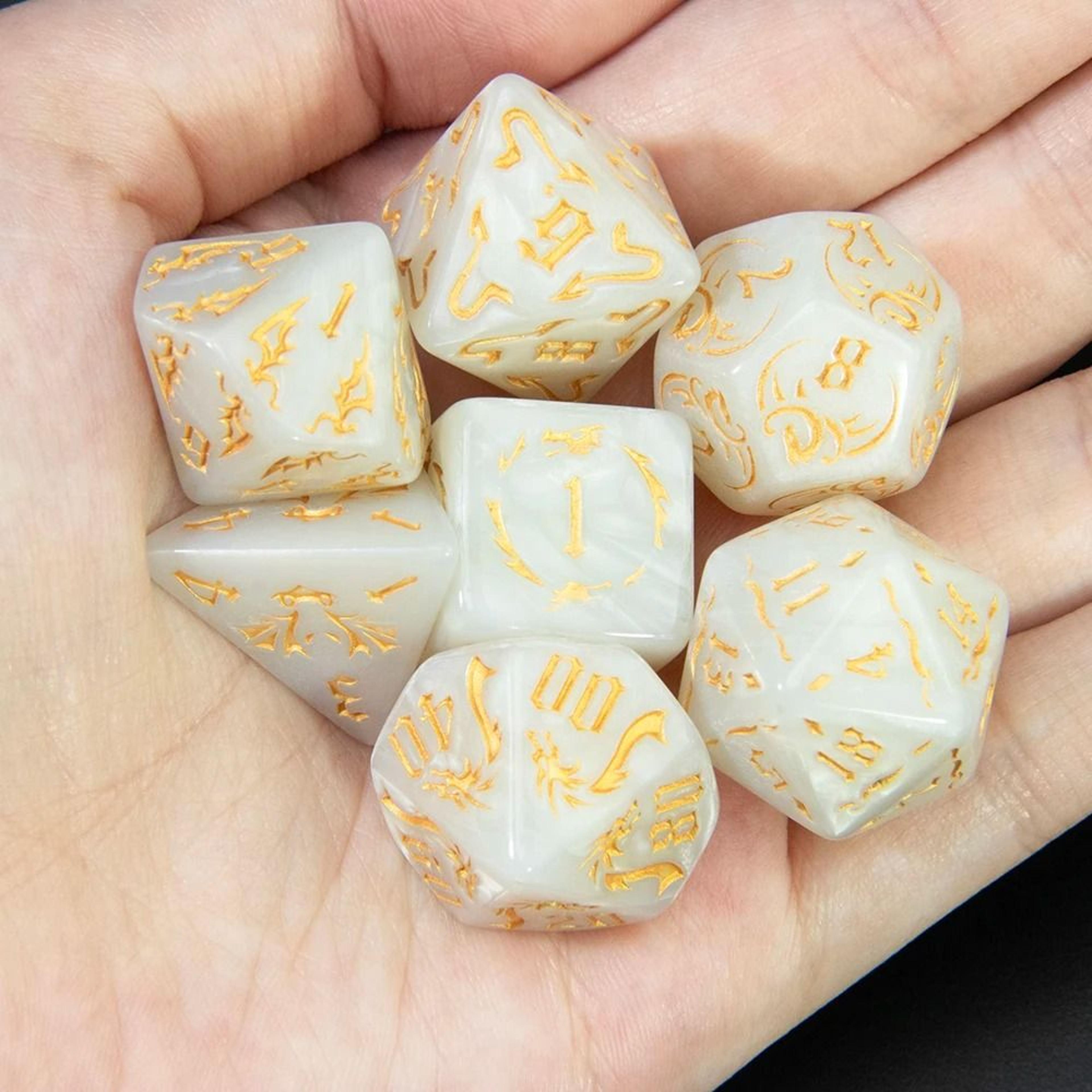 dragon marble polyhedral dice set brings fantasy style to every roll