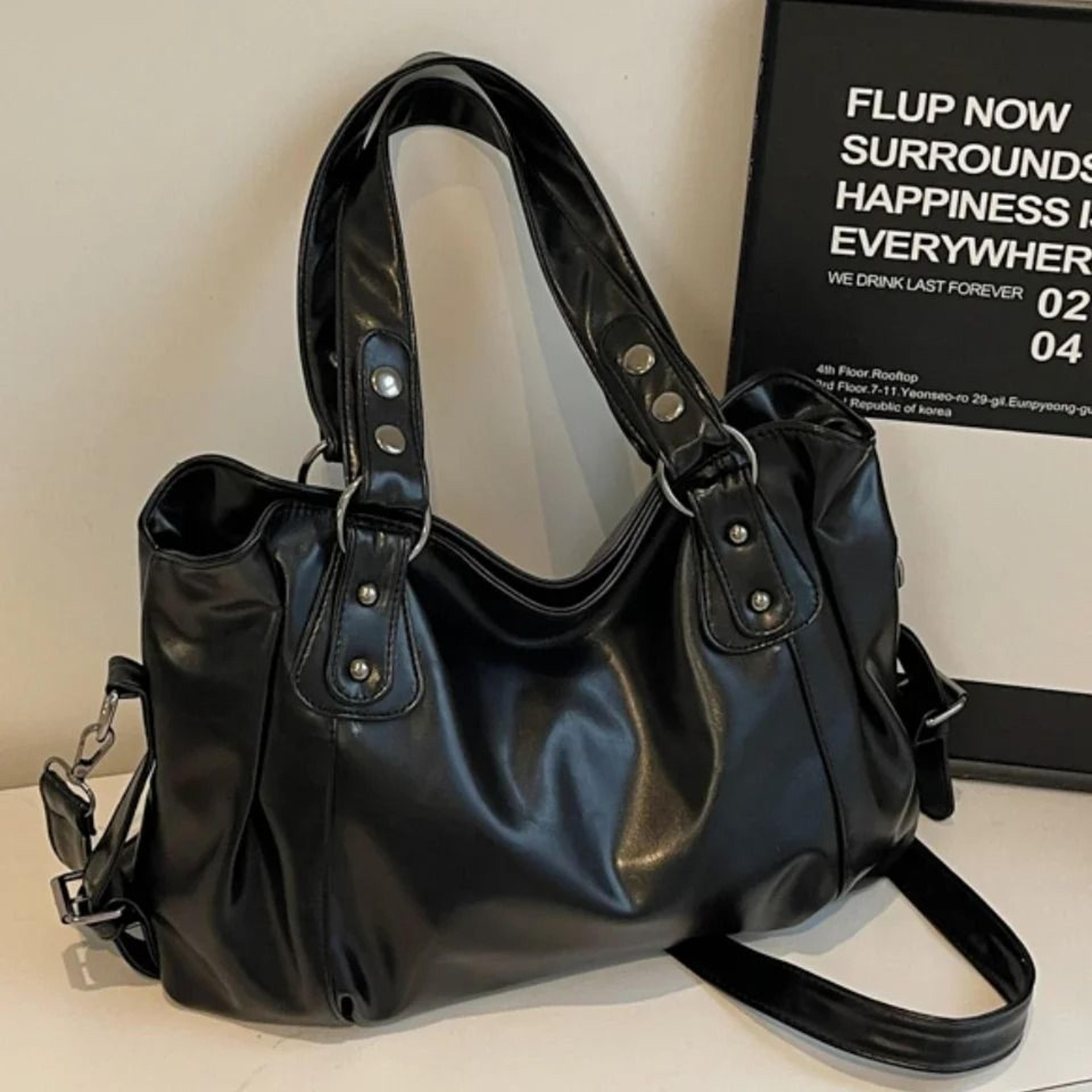 retro large capacity pu leather shoulder tote keeps everyday essentials organized