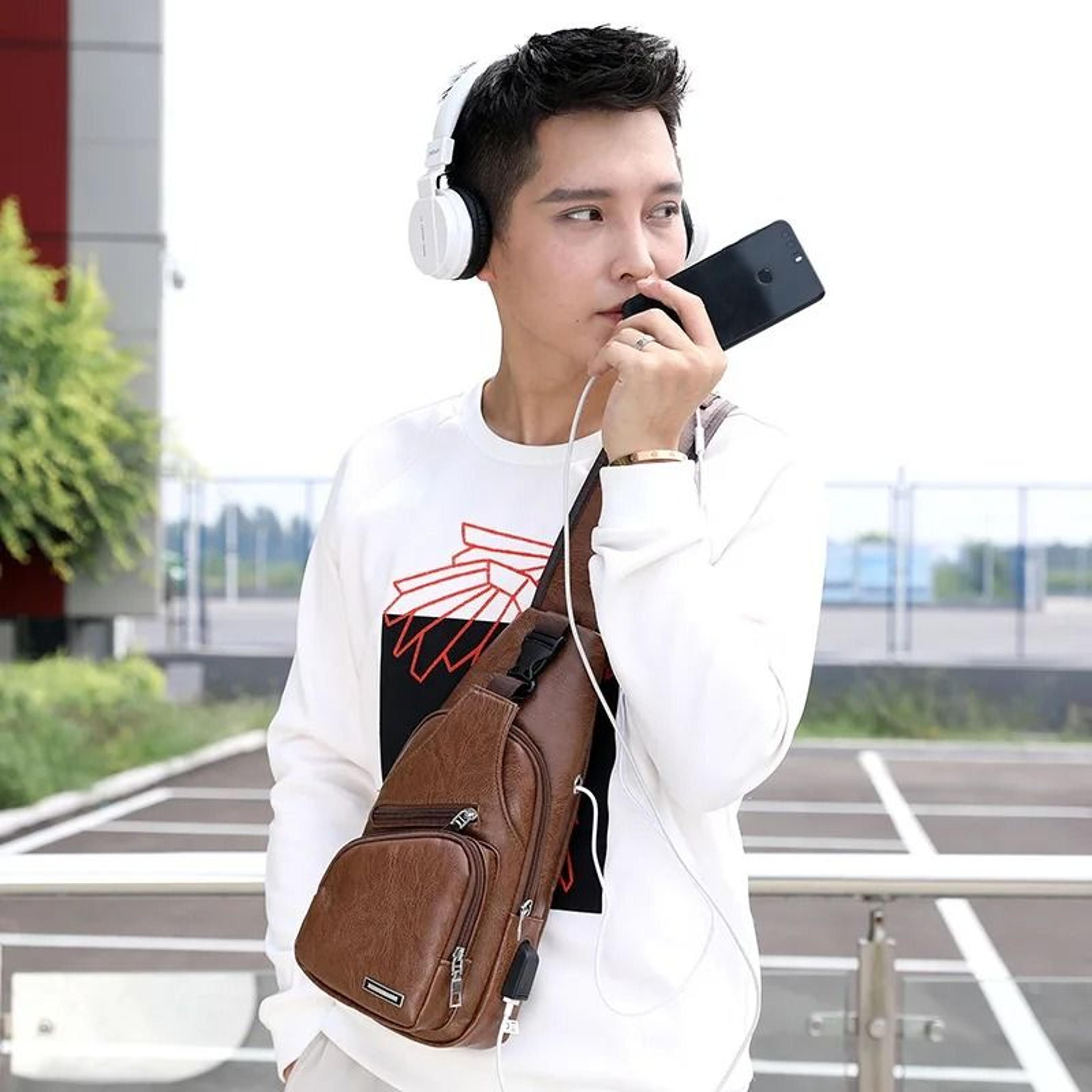 mens usb chest sling bag for organized hands free everyday carry