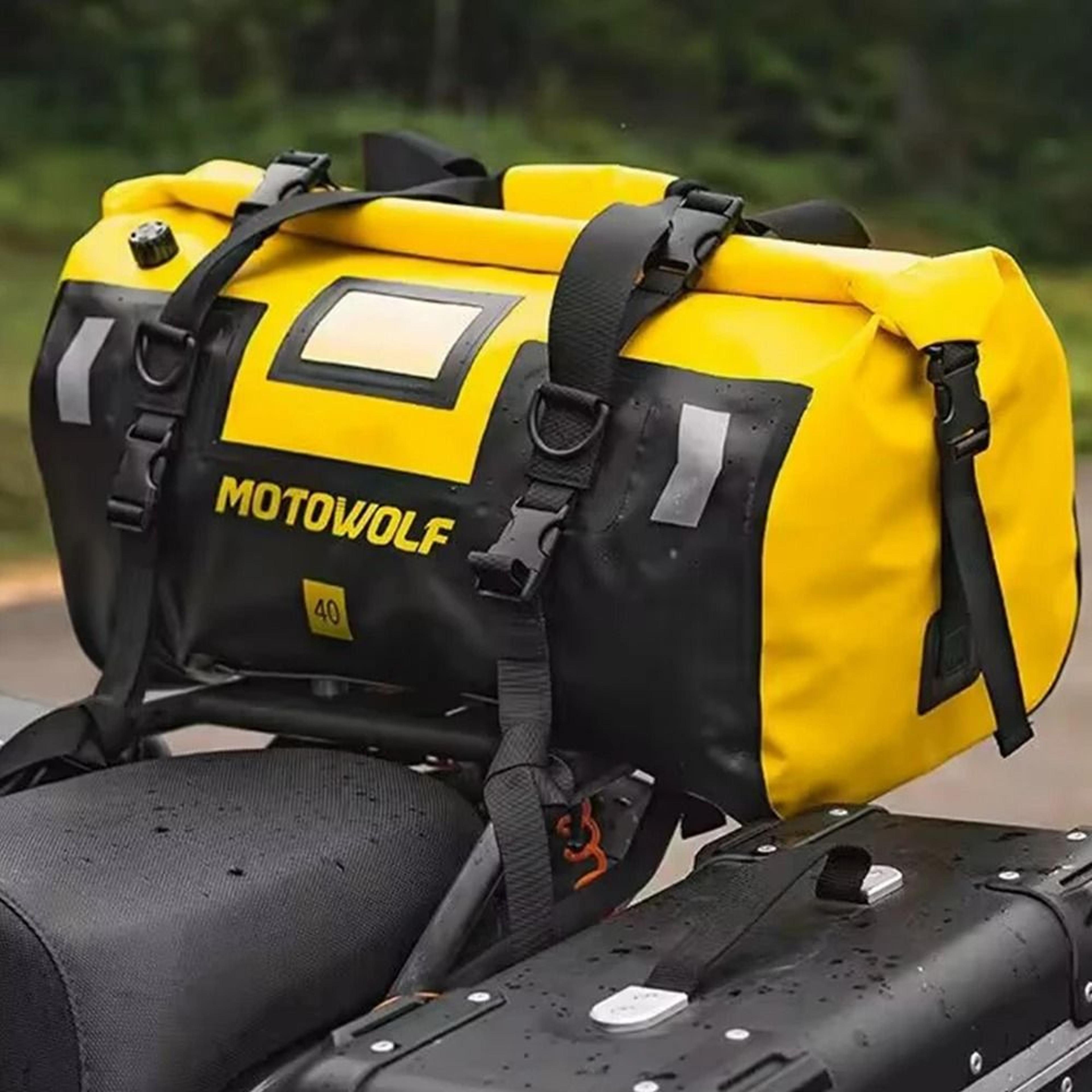 waterproof motorcycle tail bag with large capacity roll top travel storage