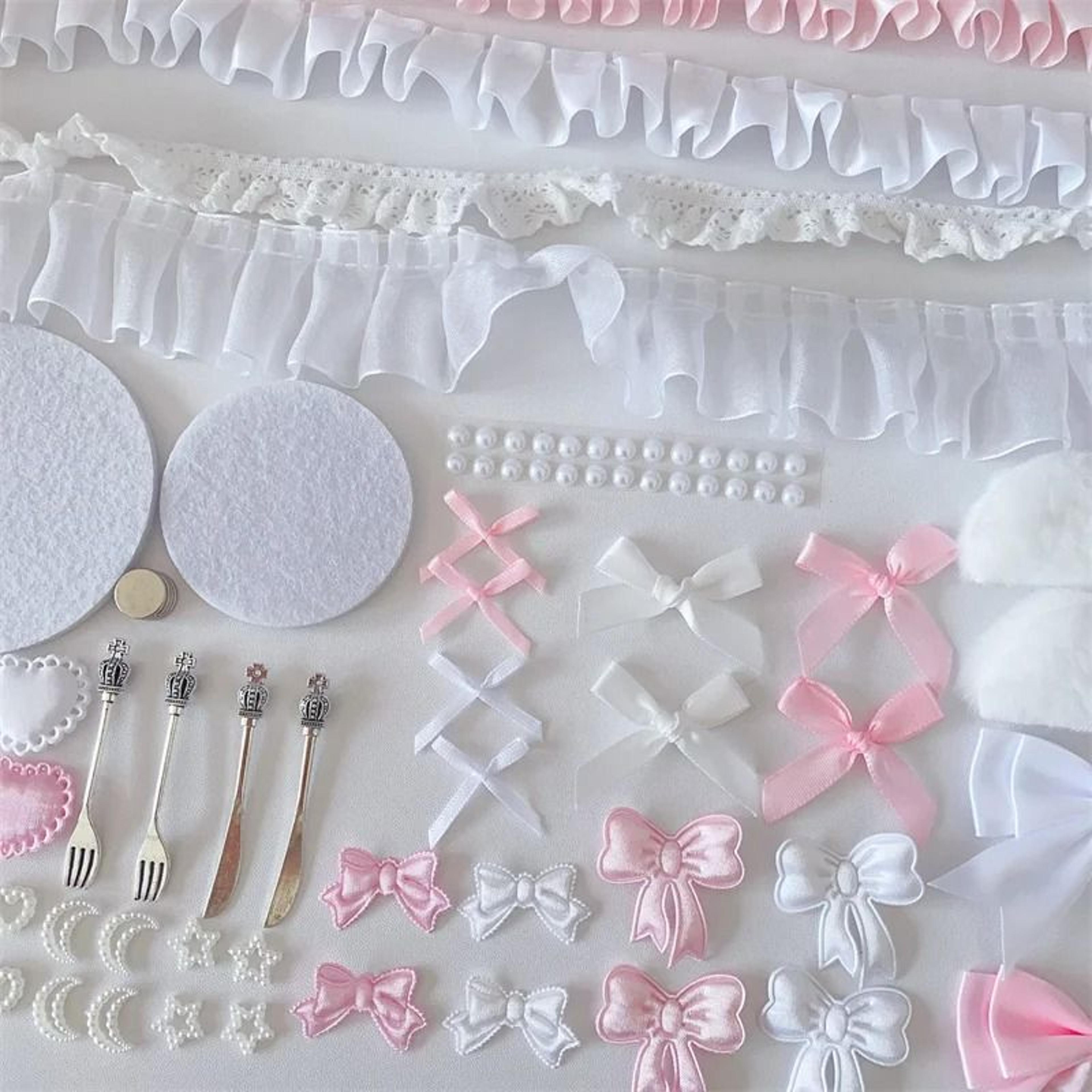 pink bow lace ita bag decoration kit for custom display styling