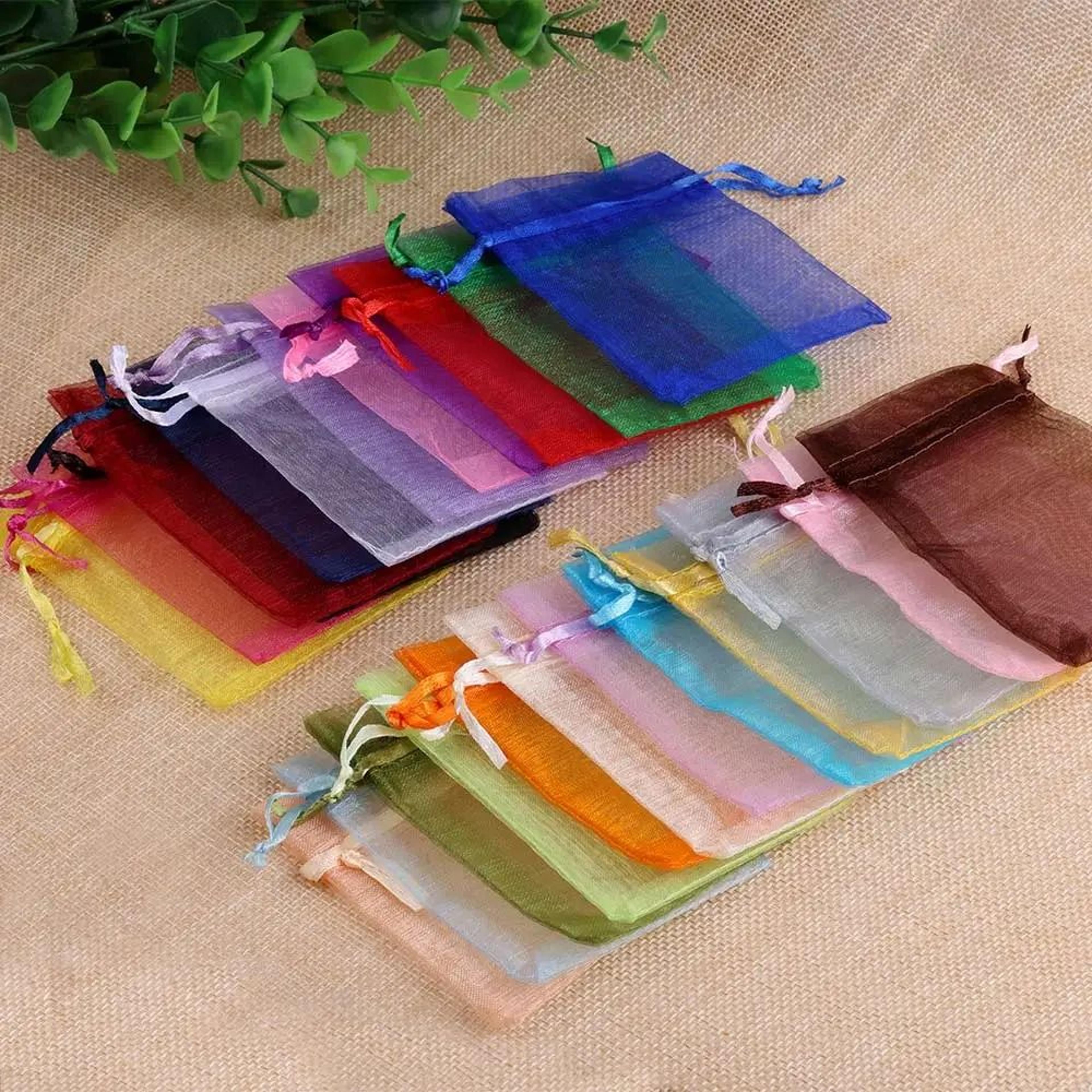 colorful organza drawstring gift bags for weddings jewelry candy party favors