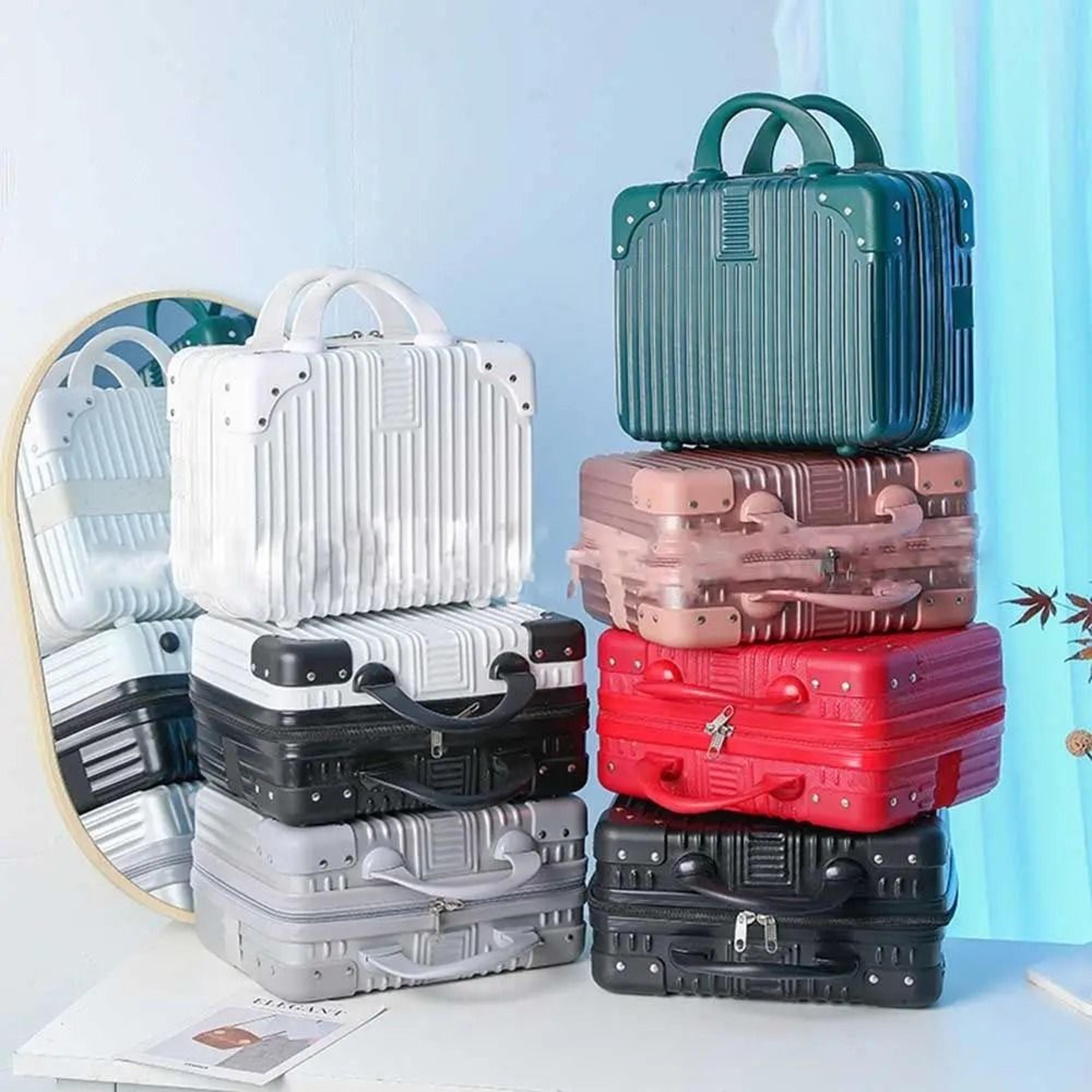 compact 14 inch travel cosmetic case with lock for organized carrying