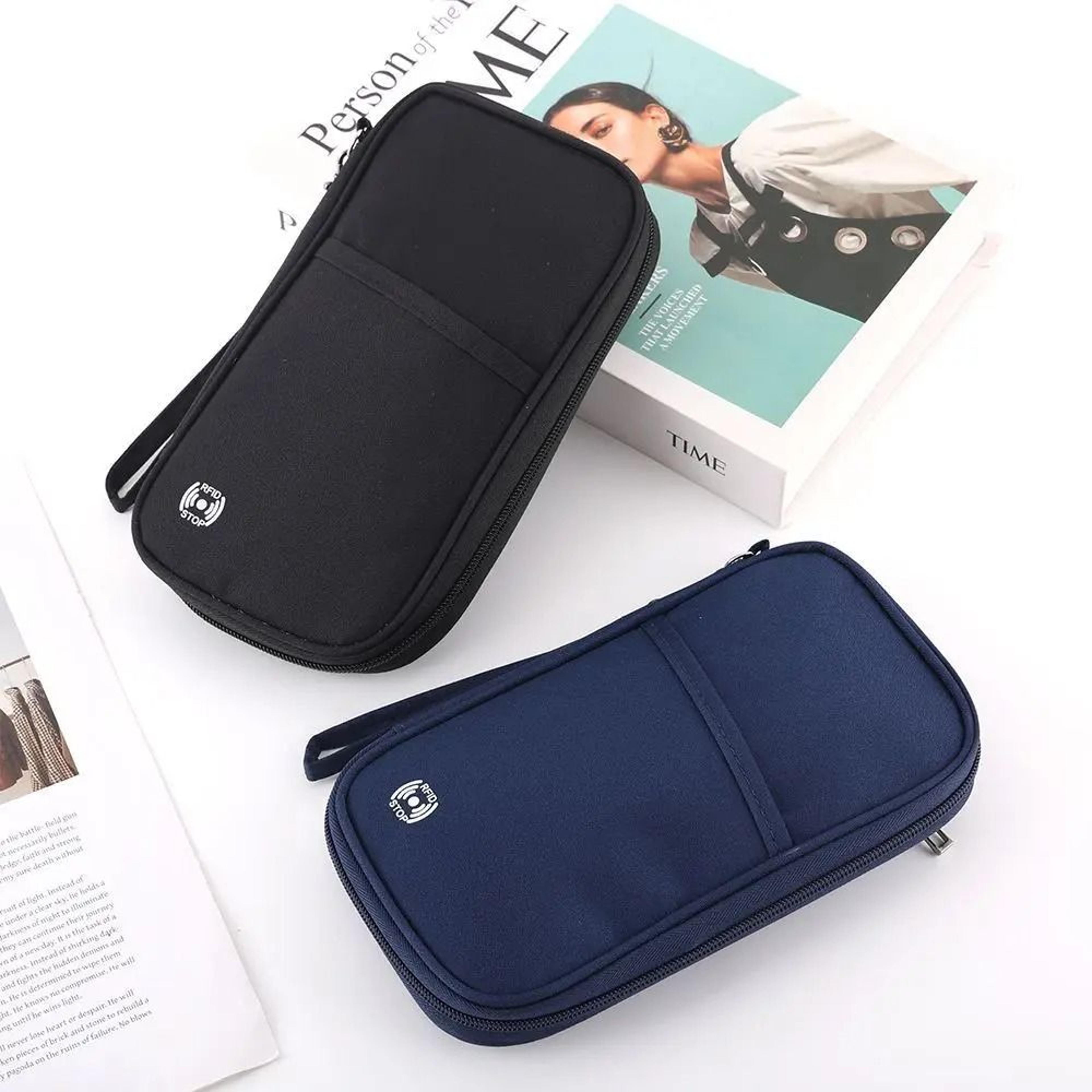 family rfid passport wallet with organized travel document card storage