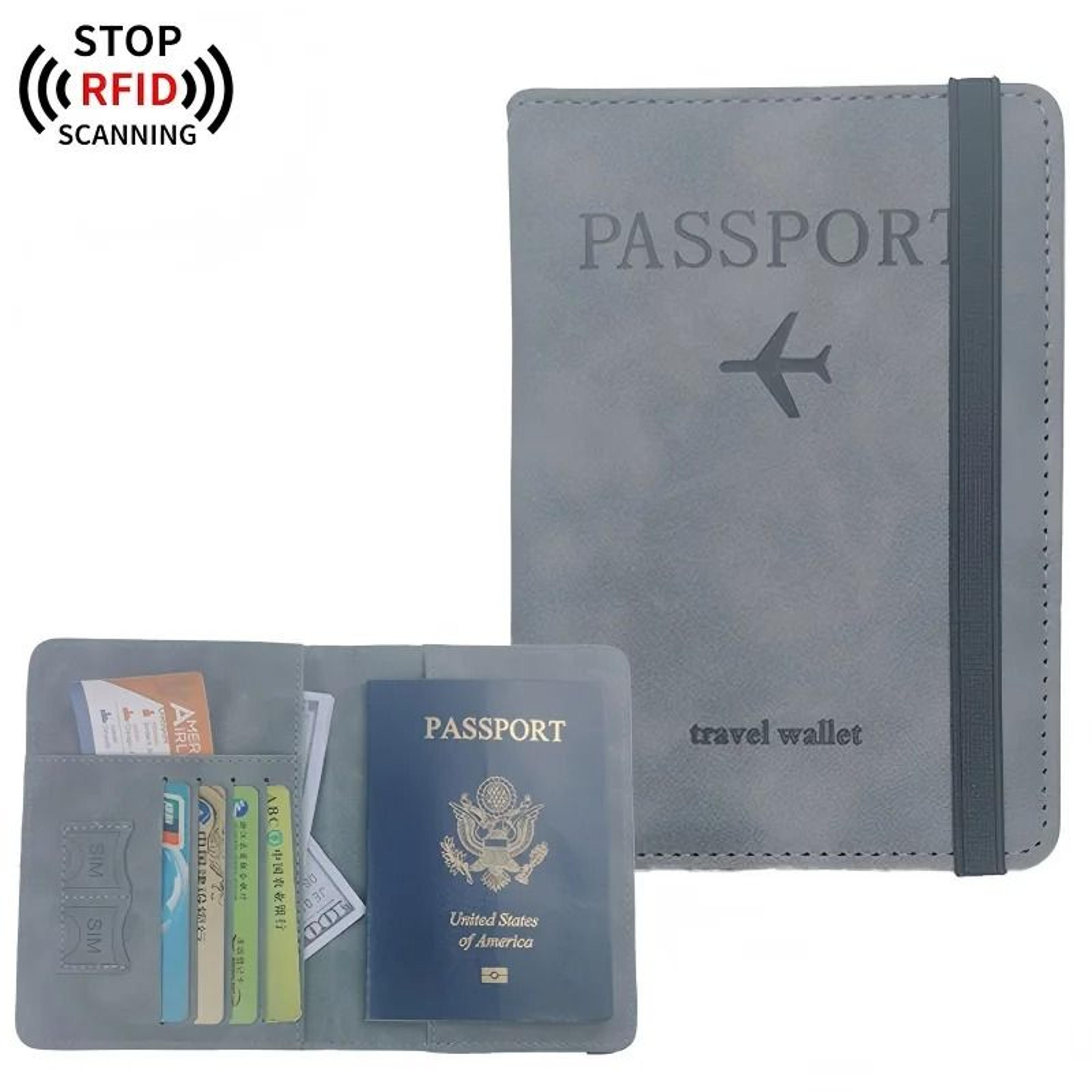 organized pu leather passport wallet with card storage for business travel
