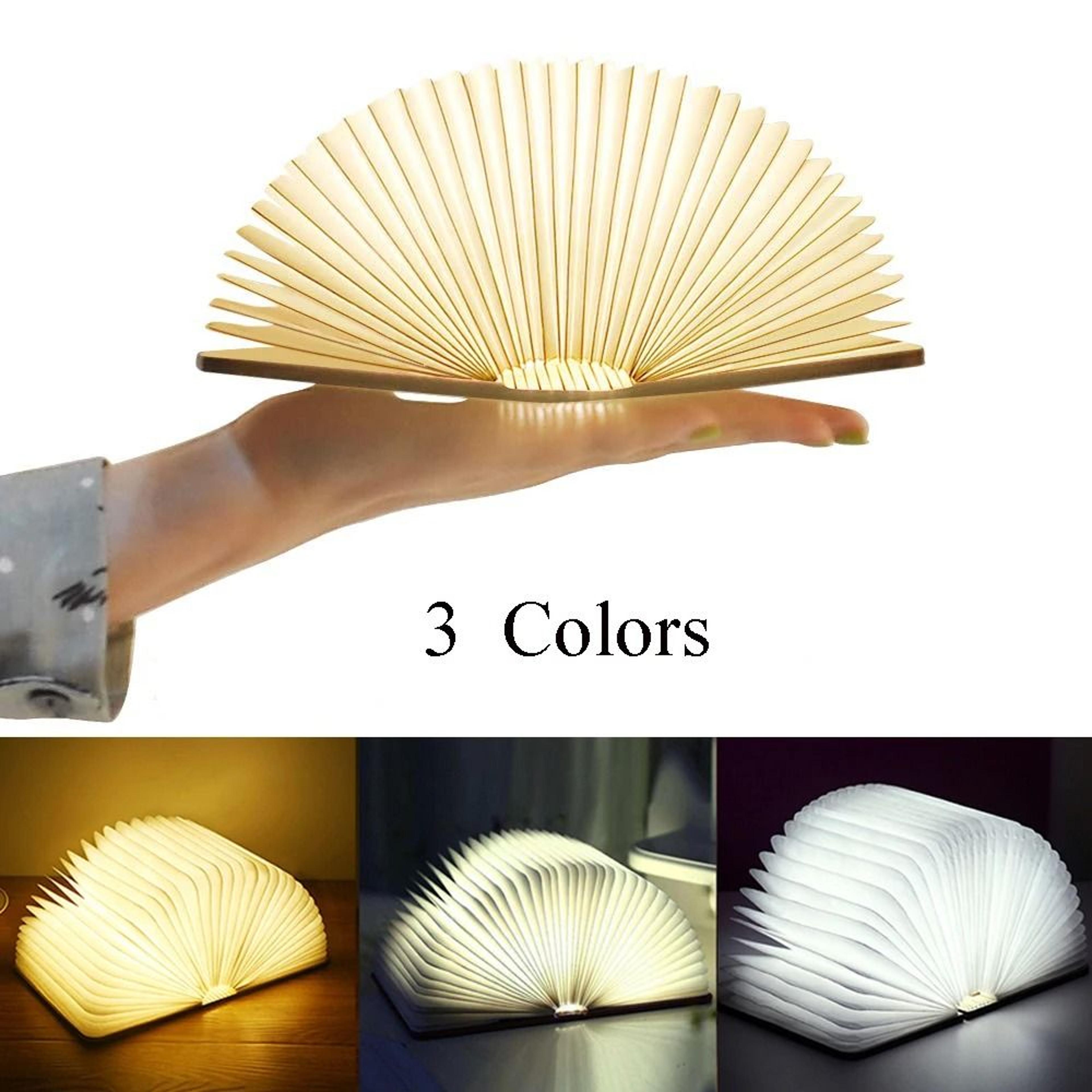 rechargeable wooden folding book lamp creates warm decorative light anywhere beautifully